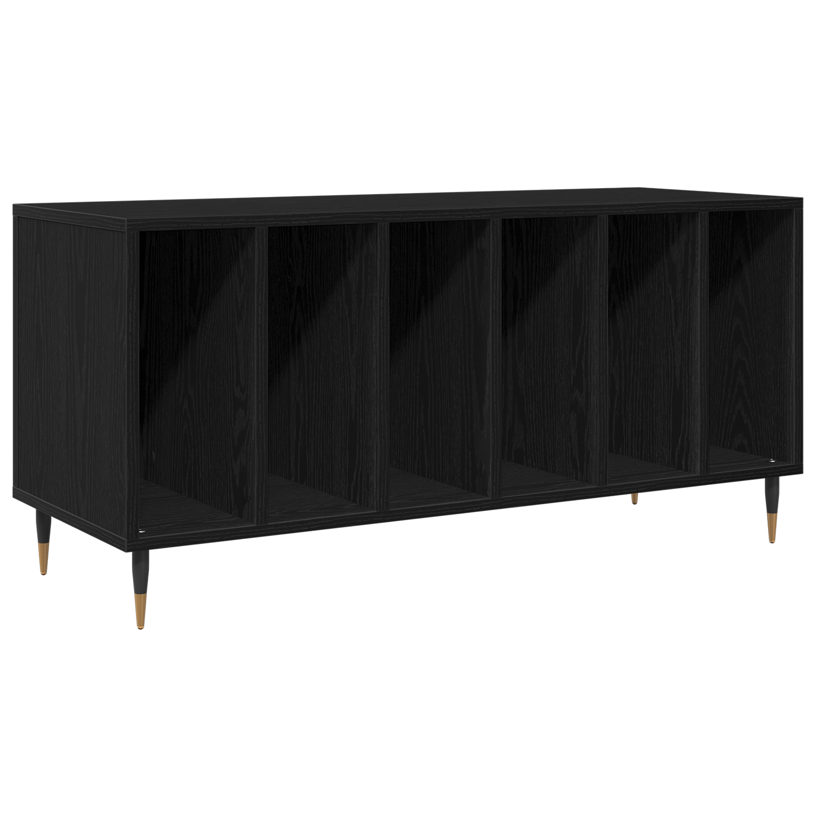 Record Cabinet Black Oak 100x38x48 cm Engineered Wood - Image 2