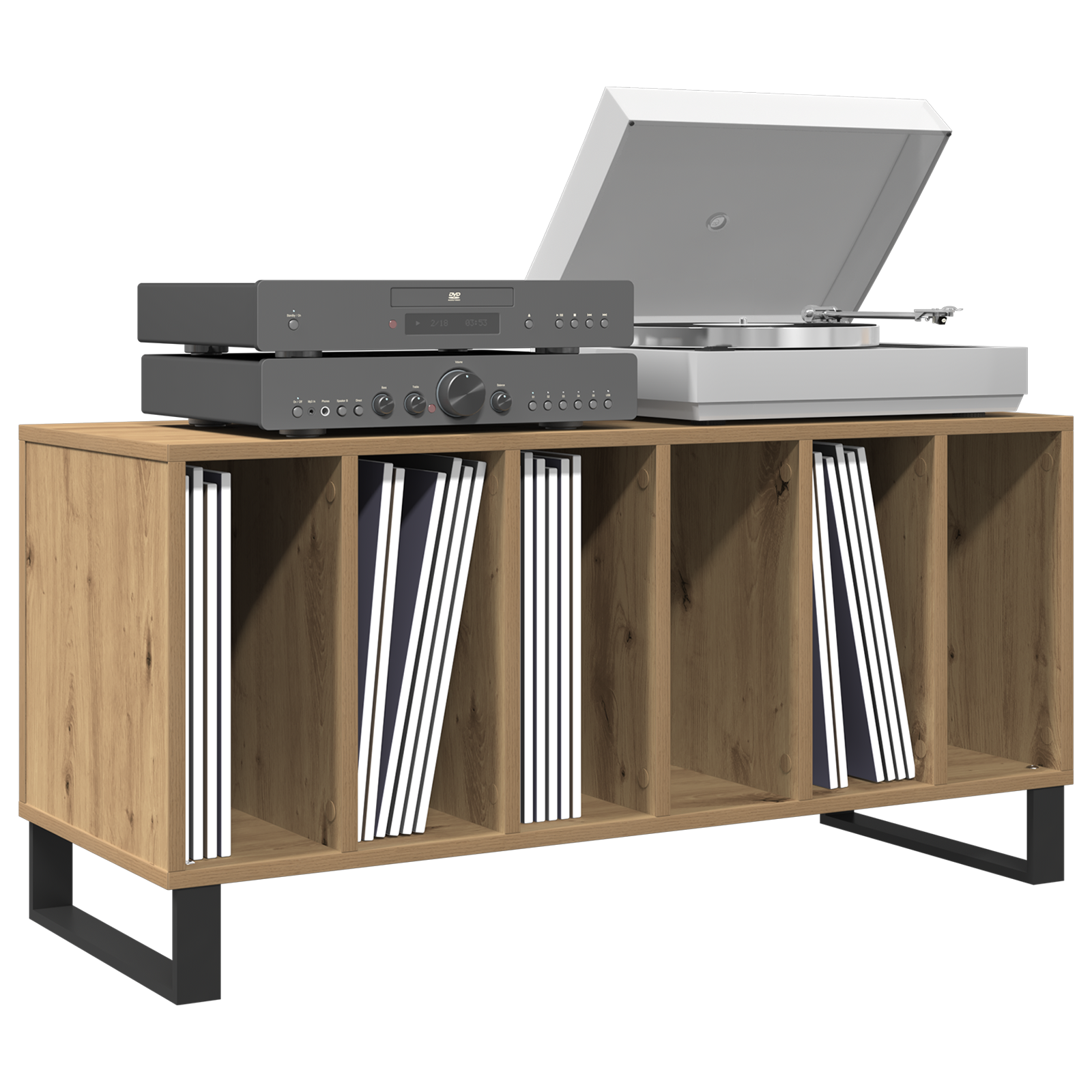 Record Cabinet Artisan Oak 100x38x48 cm Engineered Wood - Image 3