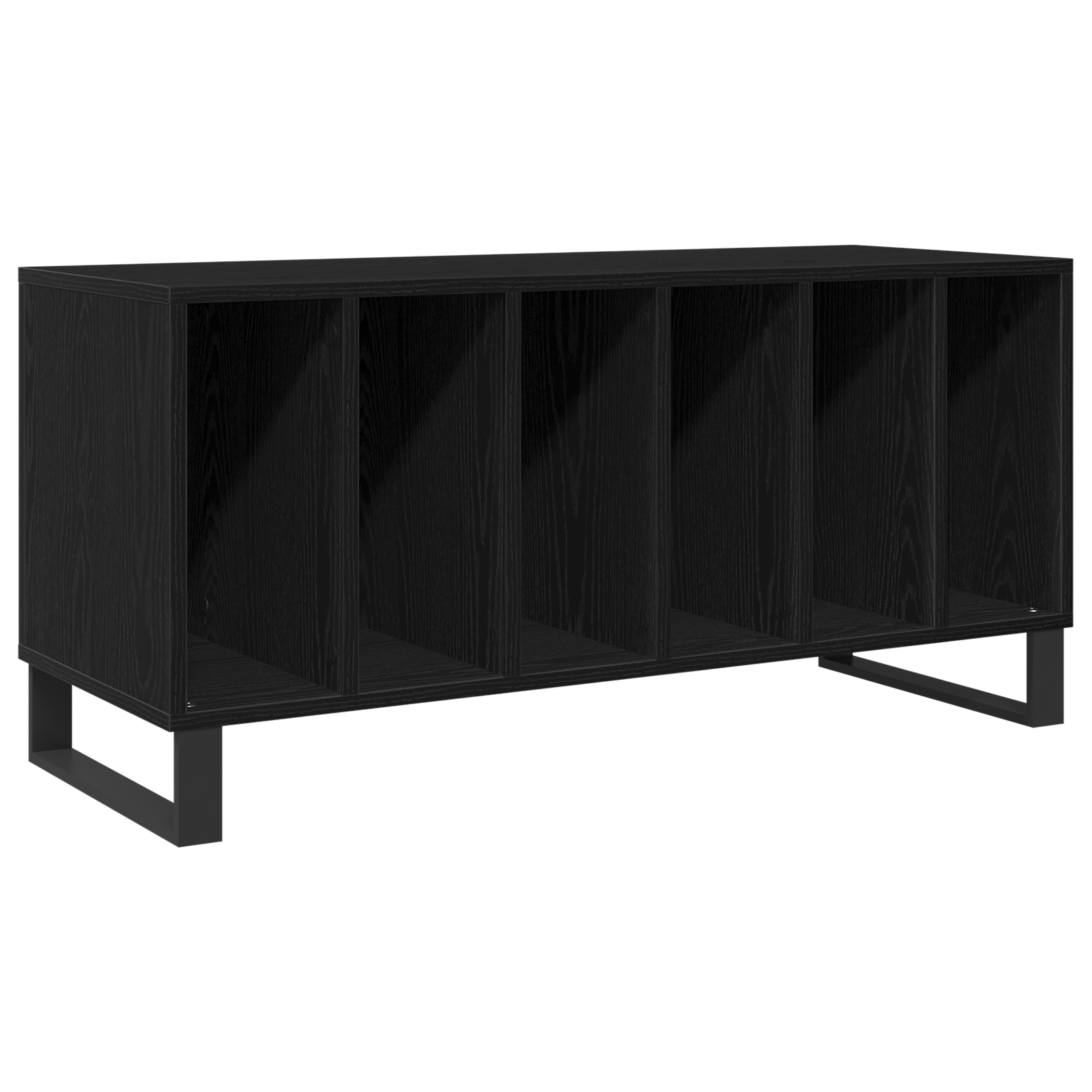 Record Cabinet Black Oak 100x38x48 cm Engineered Wood - Image 2