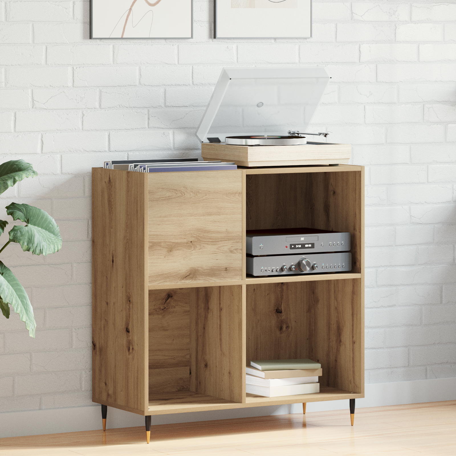 Thumbnail - vidaXL Schallplattenschrank Altholz 84,5x38x89 cm Holzwerkstoff