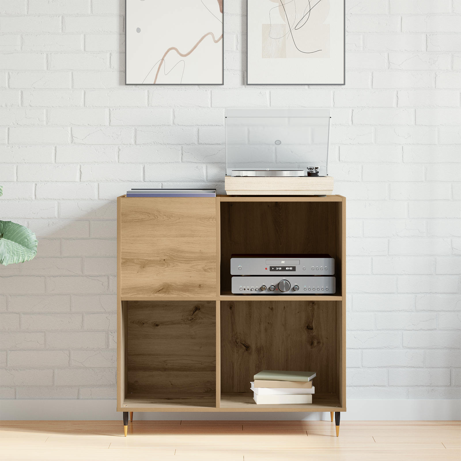 Record Cabinet Old Wood 84,5x38x89 cm Engineered Wood - Image 4