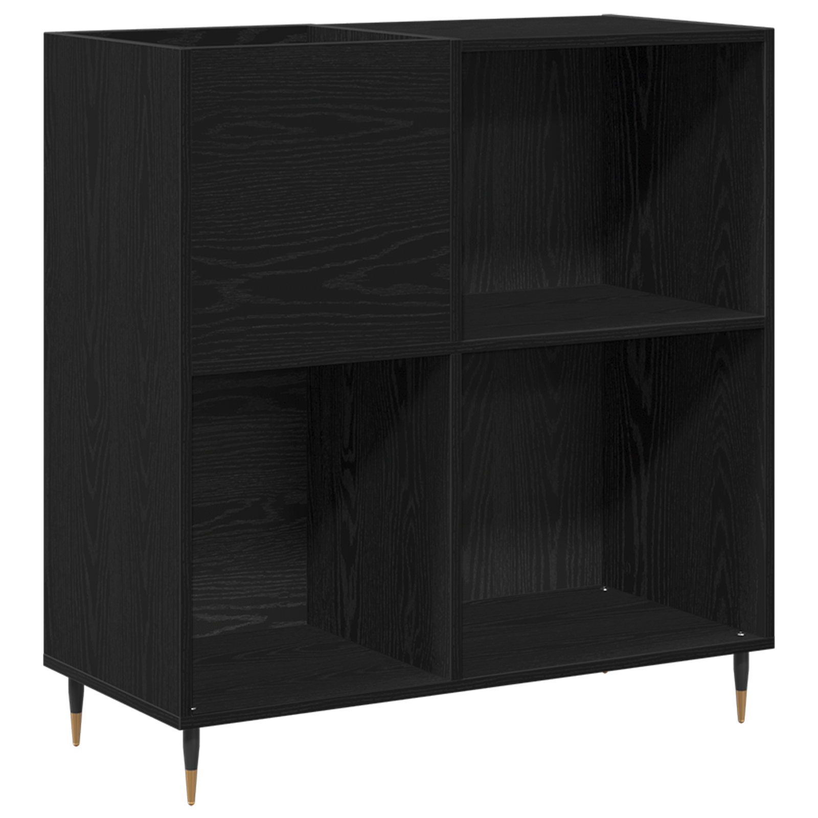Record Cabinet Black Oak 84,5x38x89 cm Engineered Wood - Image 2