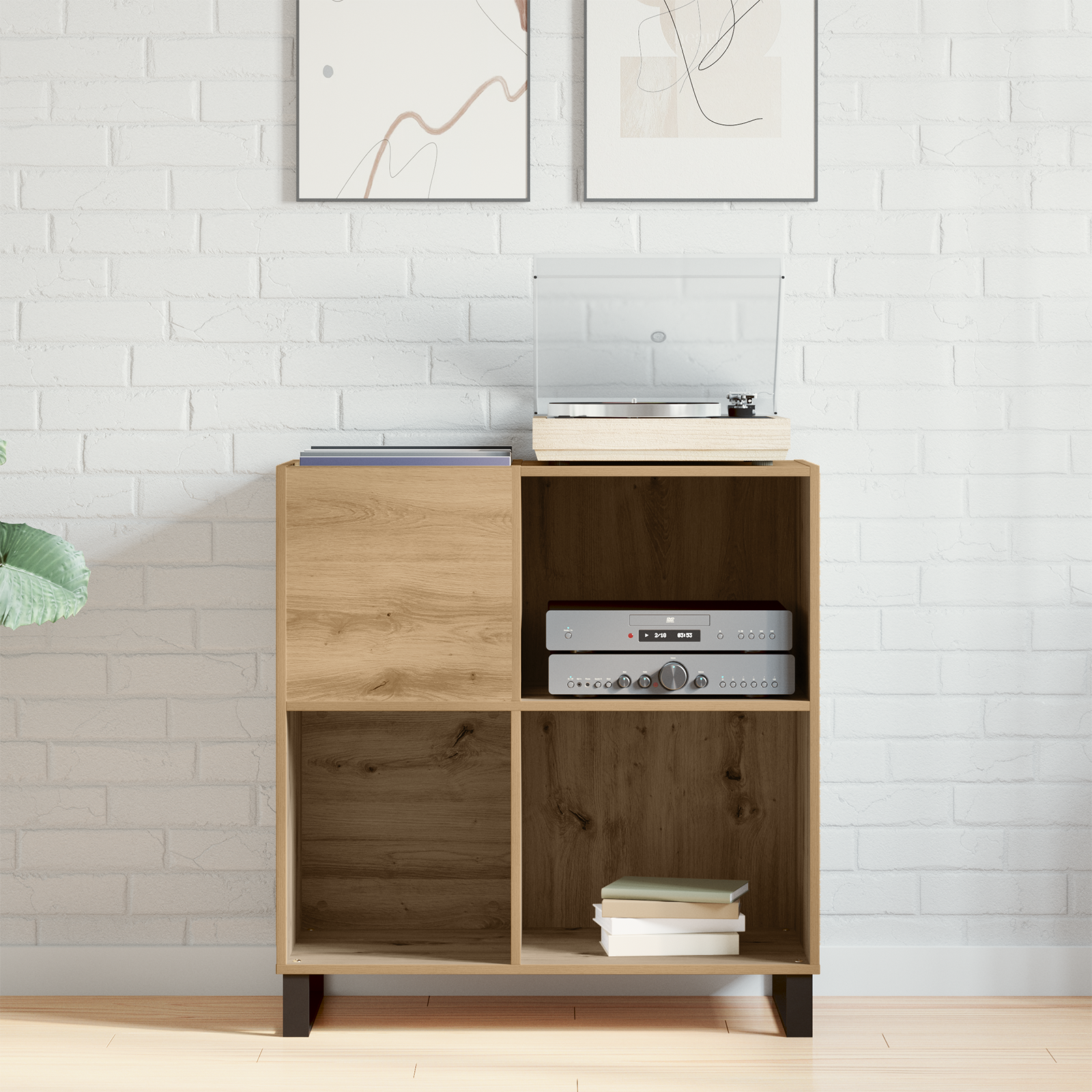 Record Cabinet Old Wood 84.5x38x90 cm Engineered Wood - Image 4