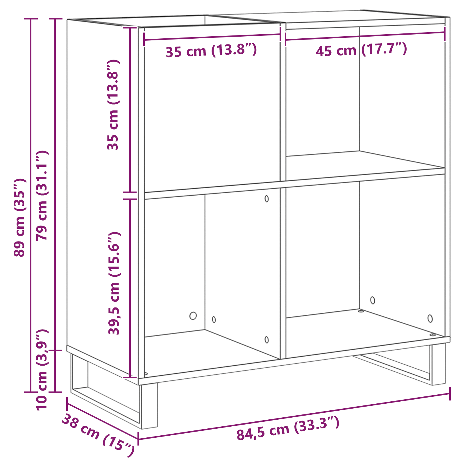 Record Cabinet Old Wood 84.5x38x90 cm Engineered Wood - Image 10