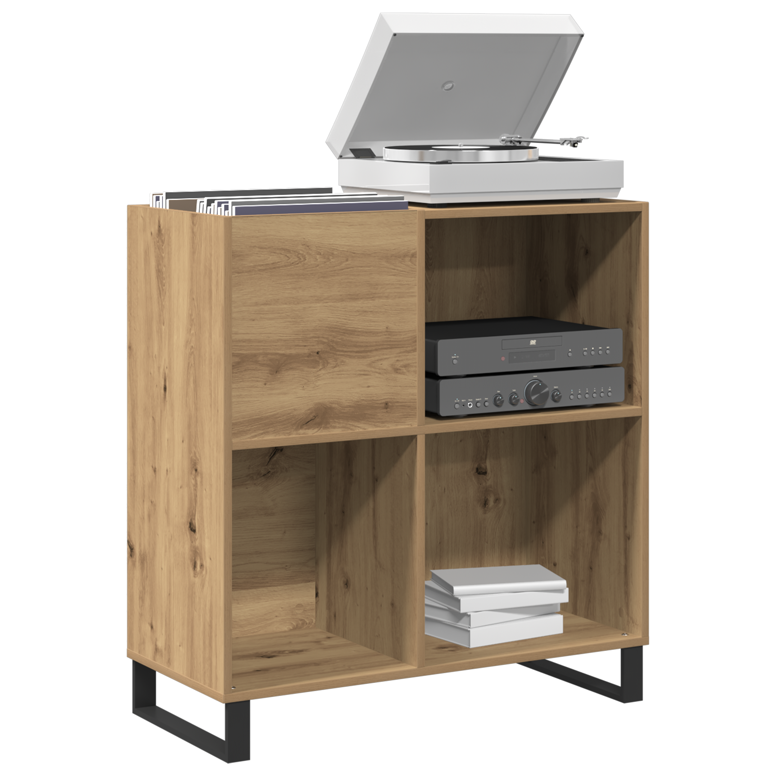 Record Cabinet Old Wood 84.5x38x90 cm Engineered Wood - Image 3