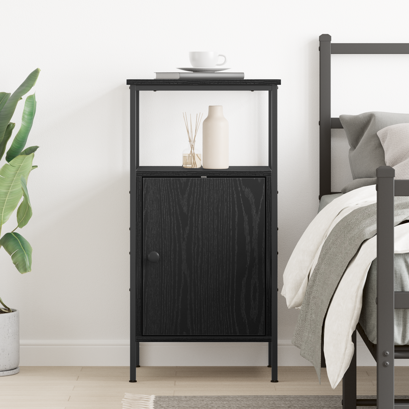 Bedside Cabinet Black Oak 41x31x80 cm Engineered Wood - Image 4