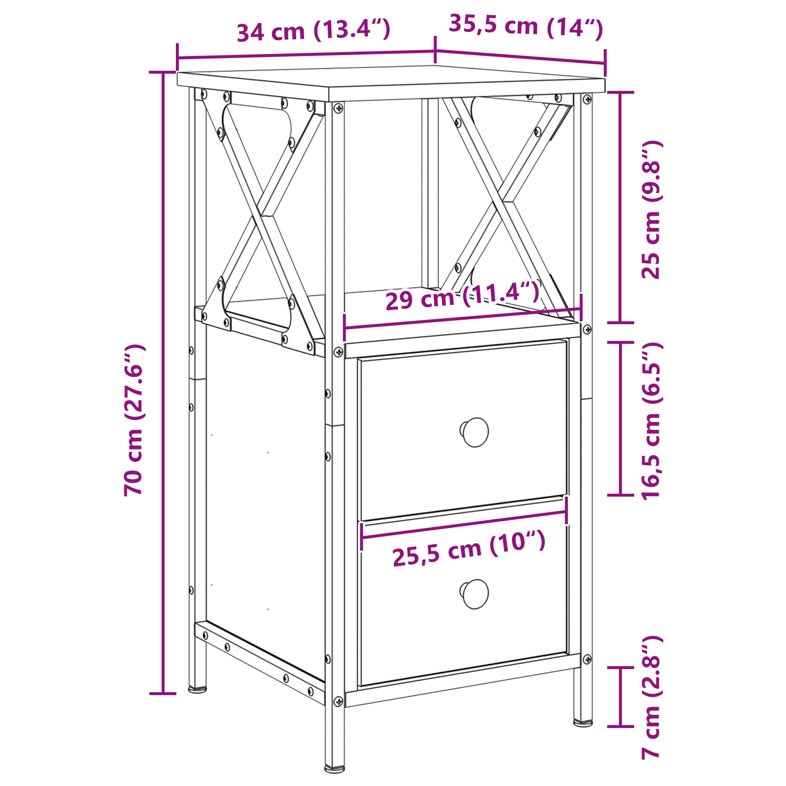 Black Oak Nightstand, 34x35.5x70 cm, Made of Engineered Wood - Image 11