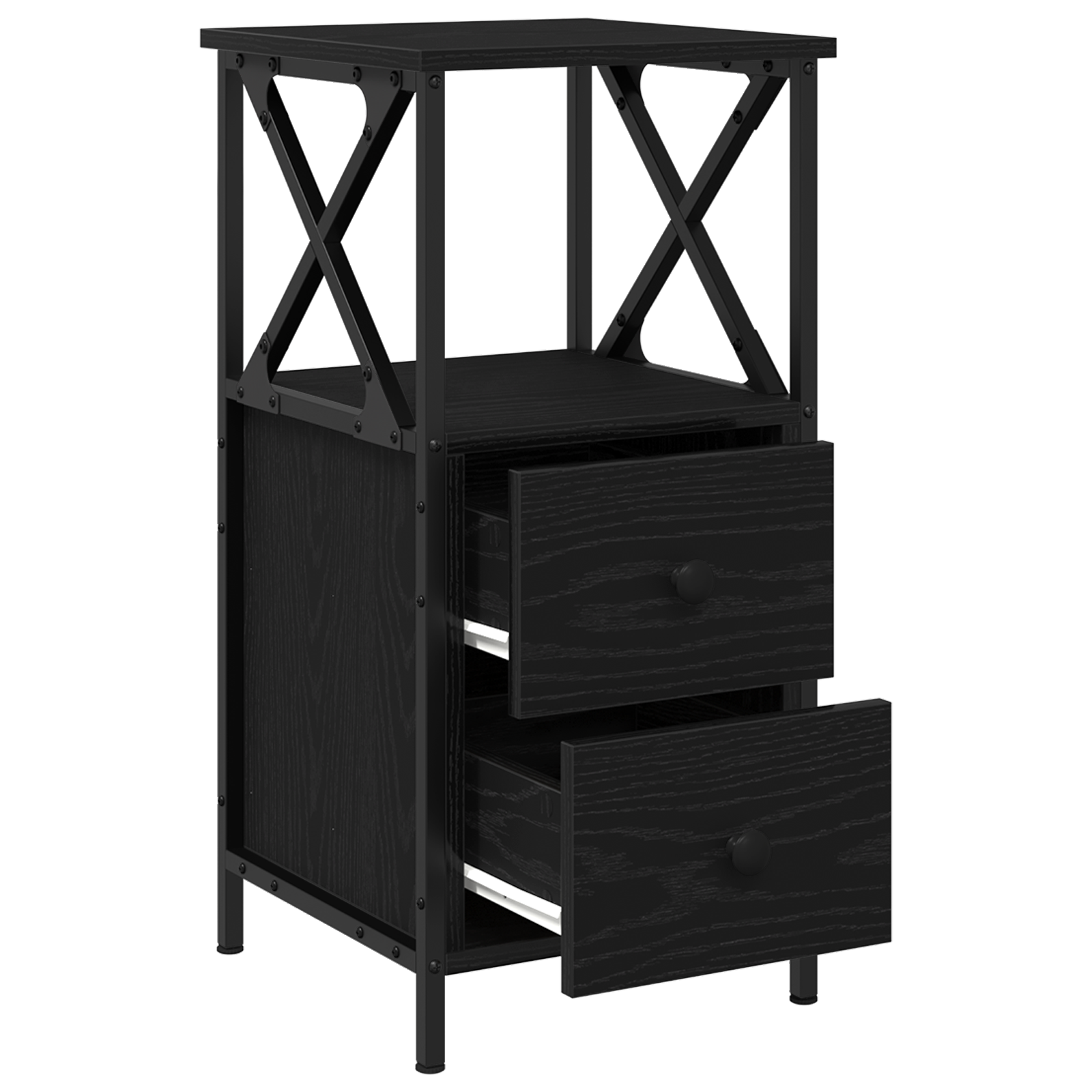 Nightstands 2 Pack Black Oak 34x35.5x70 cm Made of Engineered Wood - Image 2