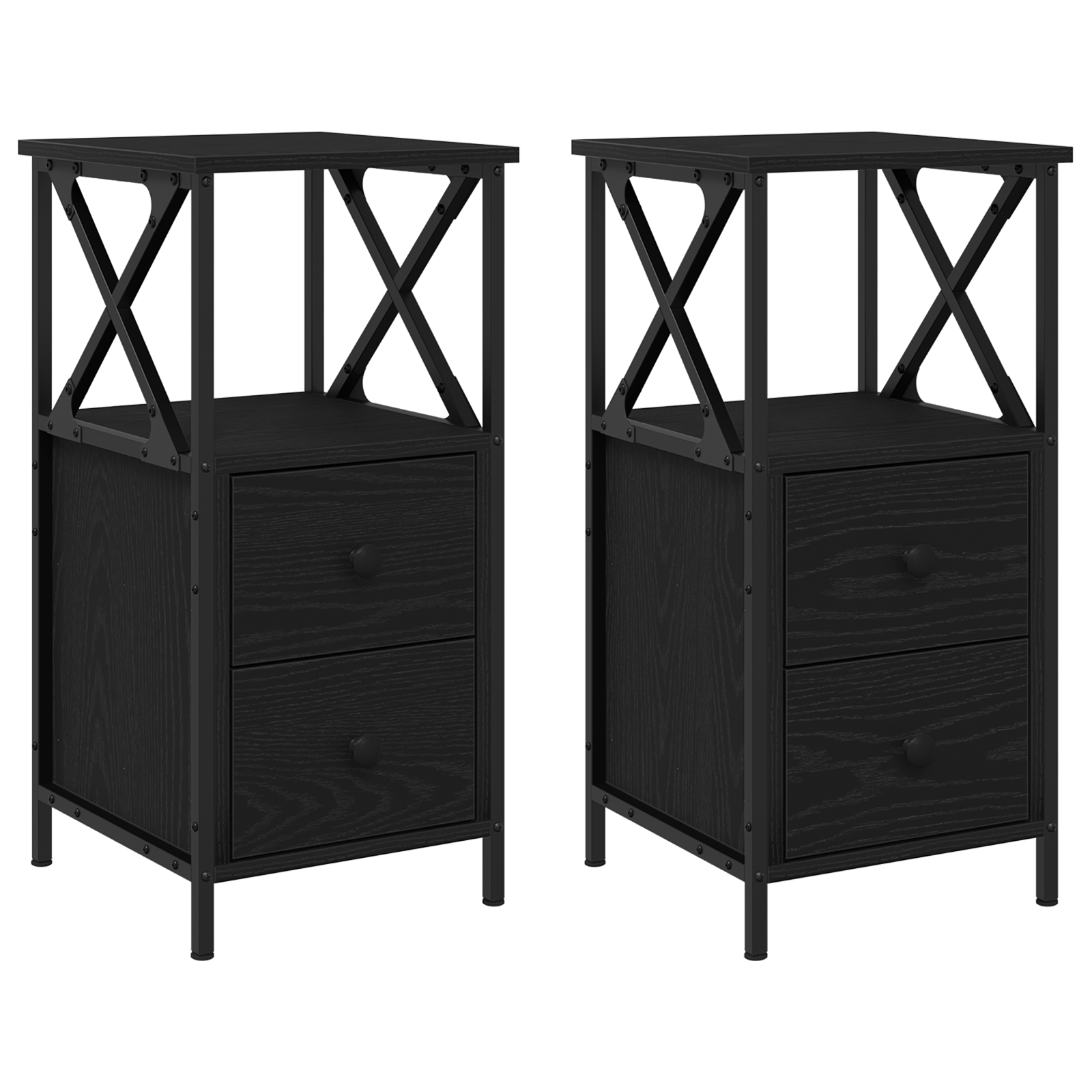 Nightstands 2 Pack Black Oak 34x35.5x70 cm Made of Engineered Wood - Image 6