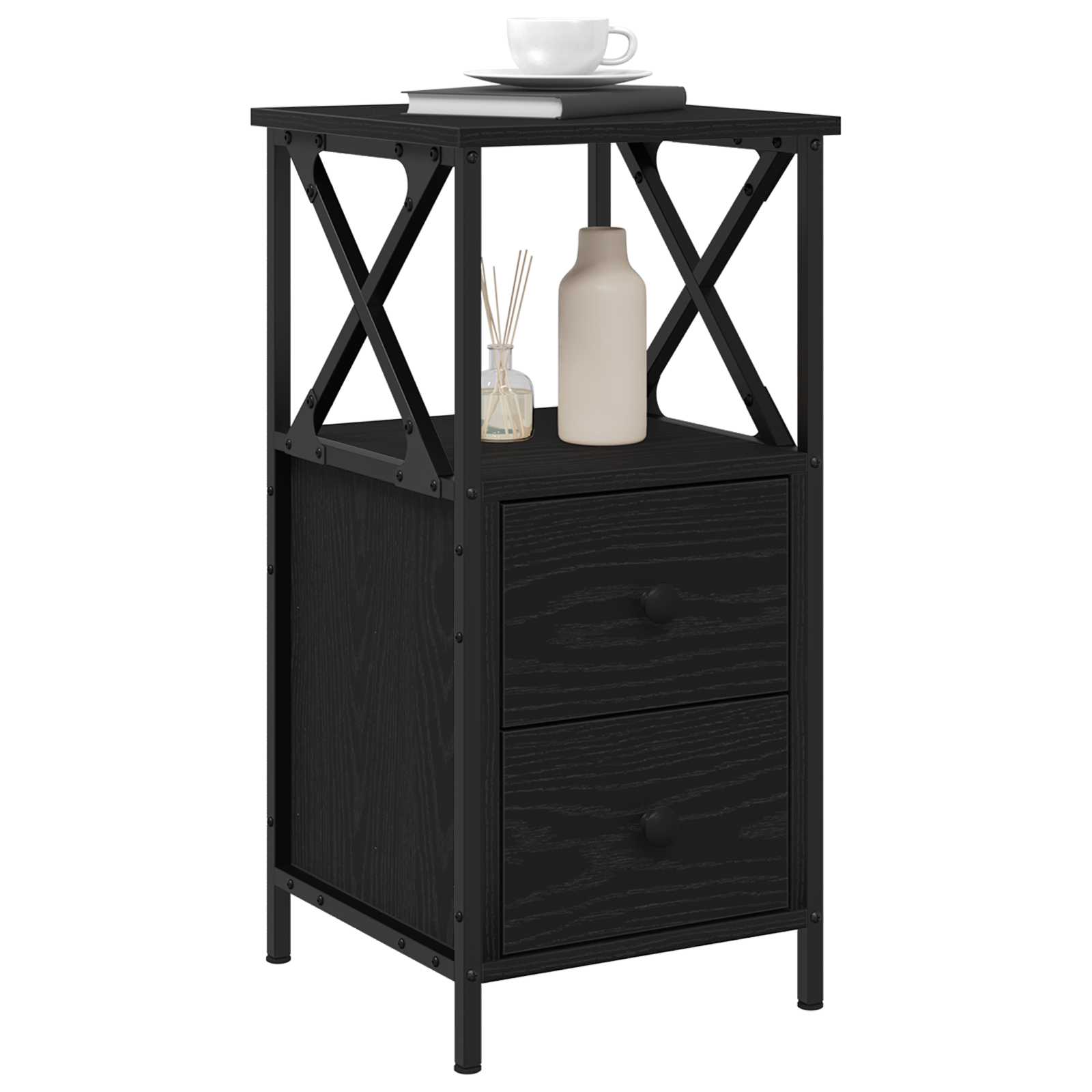Nightstands 2 Pack Black Oak 34x35.5x70 cm Made of Engineered Wood - Image 3