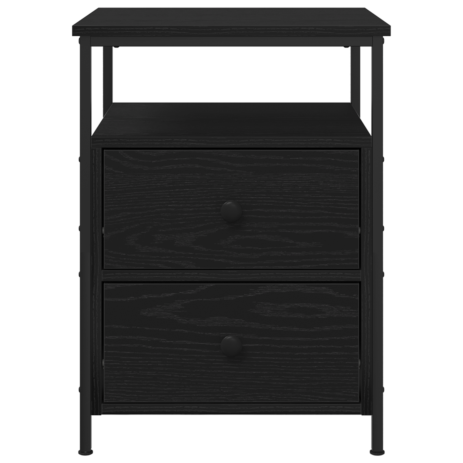 Bedside Cabinet Black Oak 44x45x60 cm Engineered Wood and Steel - Image 6