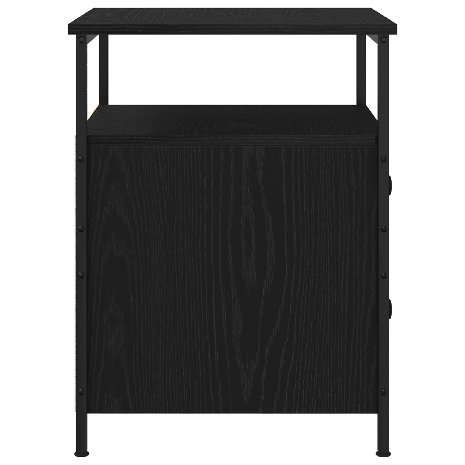 Bedside Cabinet Black Oak 44x45x60 cm Engineered Wood and Steel - Image 7