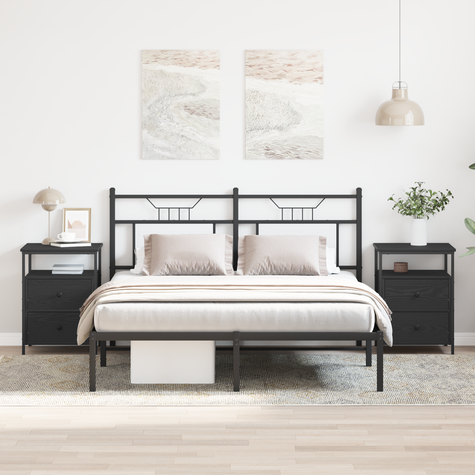 Bedside Cabinets 2 pcs Black Oak 44x45x60 cm Engineered Wood - Image 3