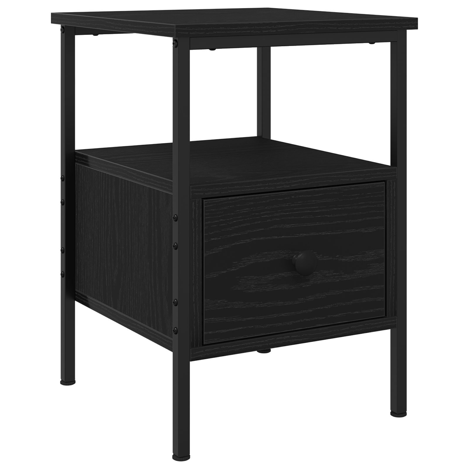 Bedside Cabinet Black Oak 34x36x50 cm Engineered Wood and Steel - Image 2