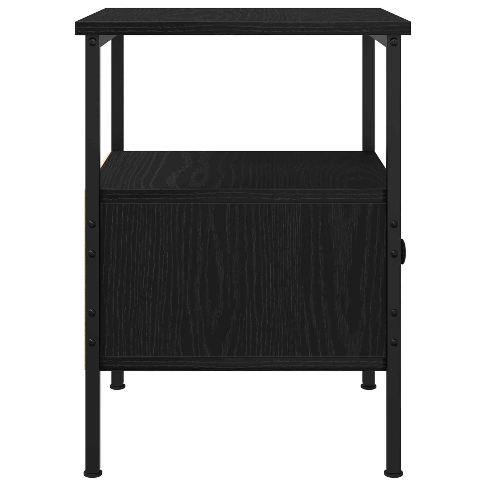 Bedside Cabinet Black Oak 34x36x50 cm Engineered Wood and Steel - Image 7