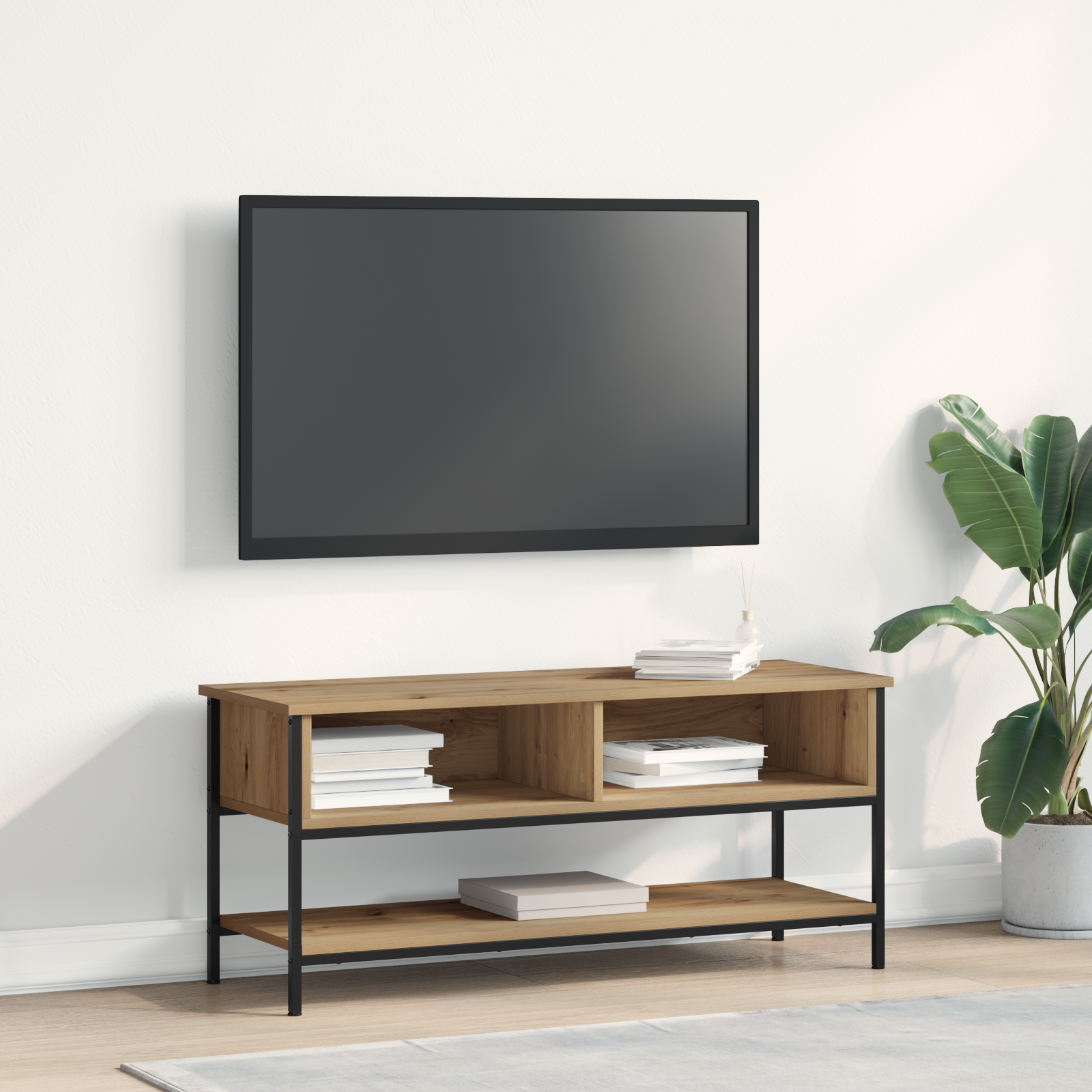 Thumbnail - vidaXL TV-Schrank Artisan Eiche 100x35x45 cm Holzwerkstoff und Stahl