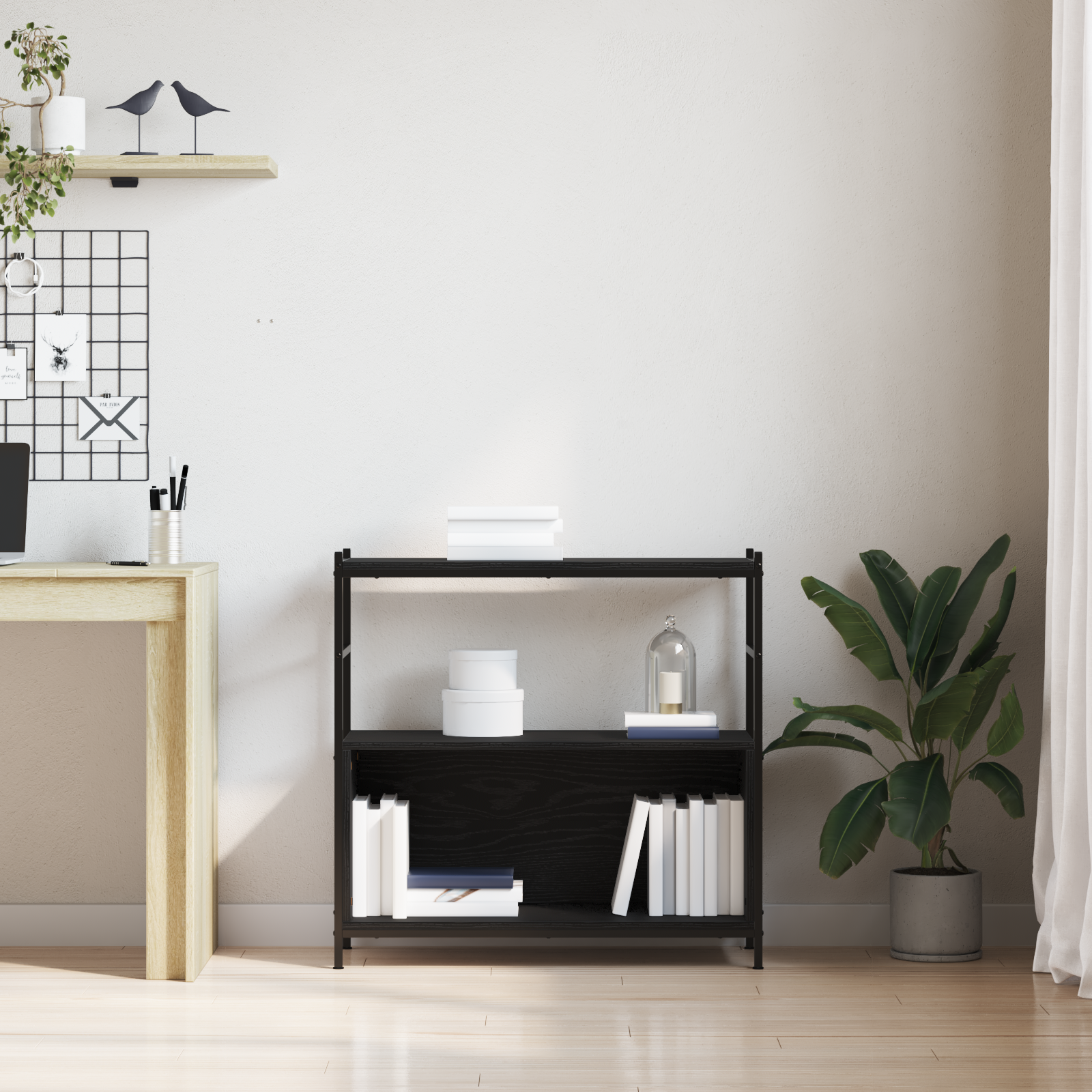 Book Cabinet Black Oak 80x30x78,5 cm Engineered Wood - Image 4