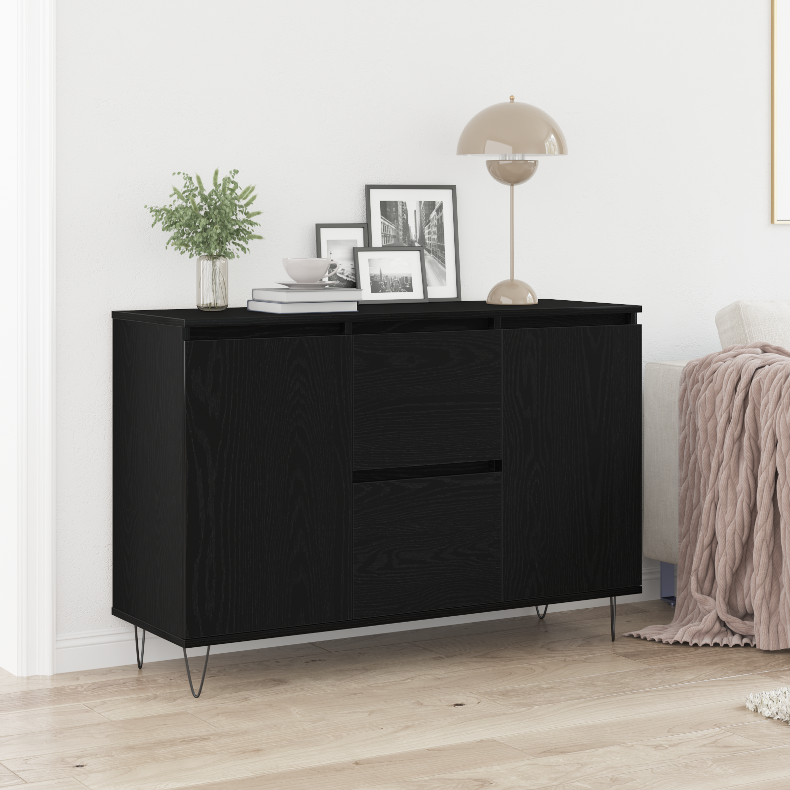 Sideboard Black Oak 101,5x35x70 cm Engineered Wood