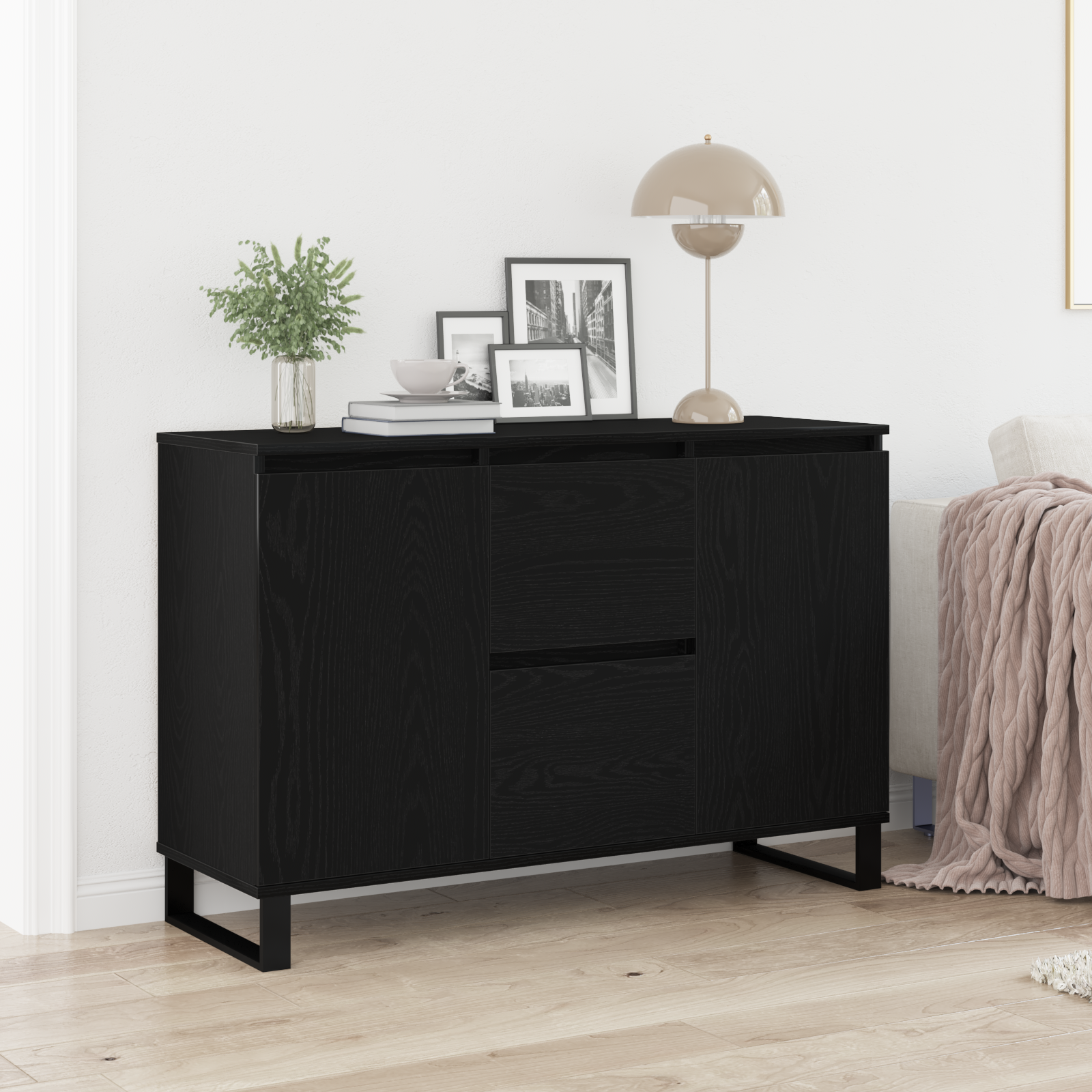 Thumbnail - vidaXL Sideboard Schwarz Eiche 104x35x70 cm Holzwerkstoff
