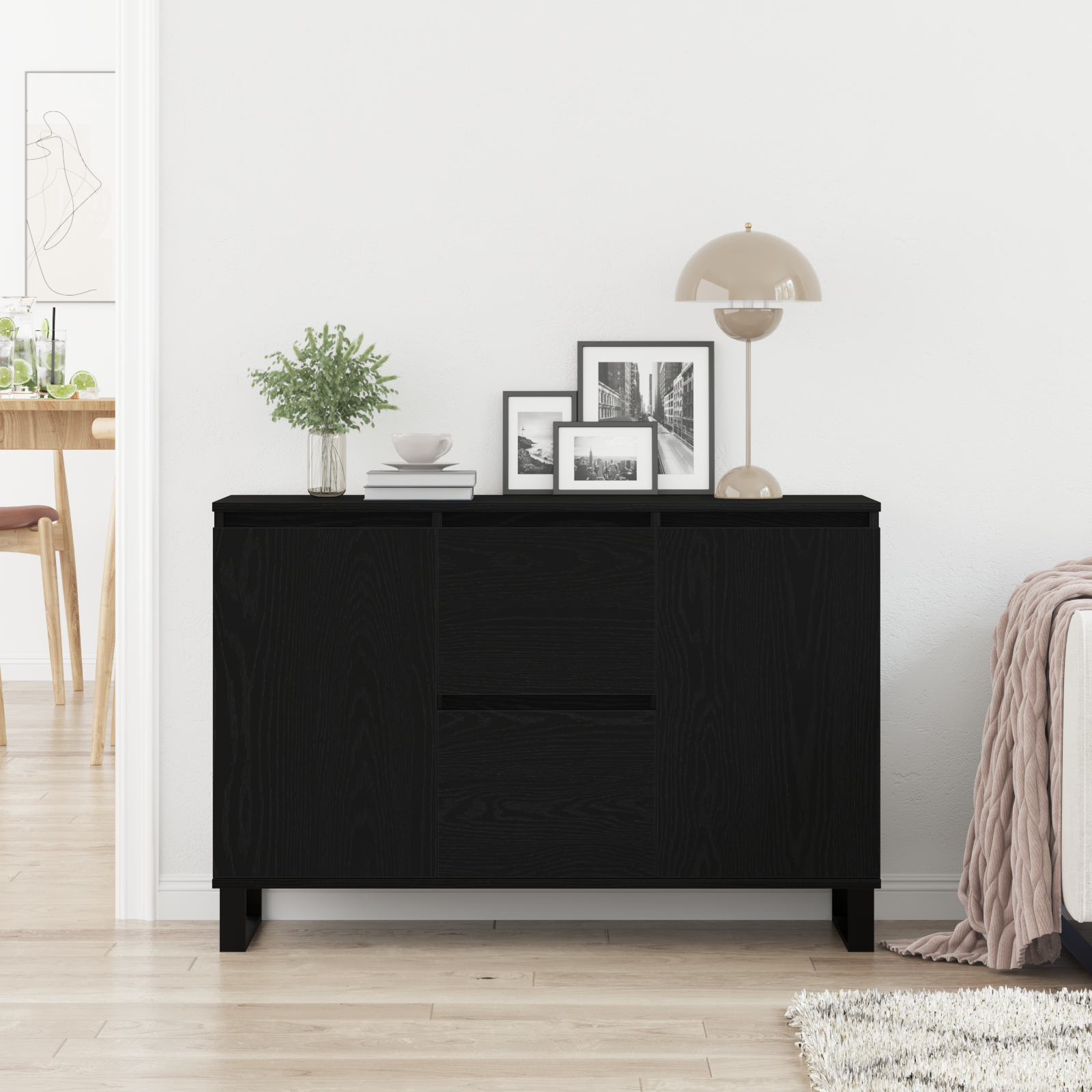 Sideboard Black Oak 104x35x70 cm Engineered Wood - Image 4