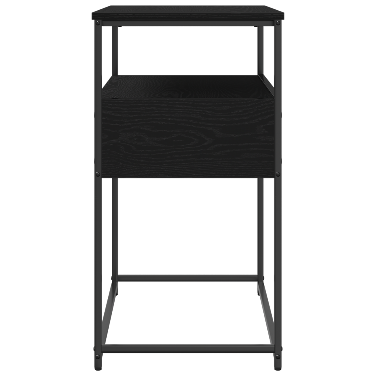 Конзолна маса Черен дъб 75x40x75 см Солидна дървесина и стомана - Image 6