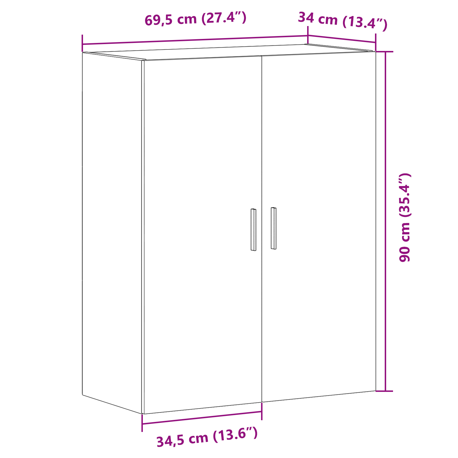 Wall Mounted Cabinet in Black Oak, 69.5 x 34 x 90 cm, Made from Engineered Wood - Image 11