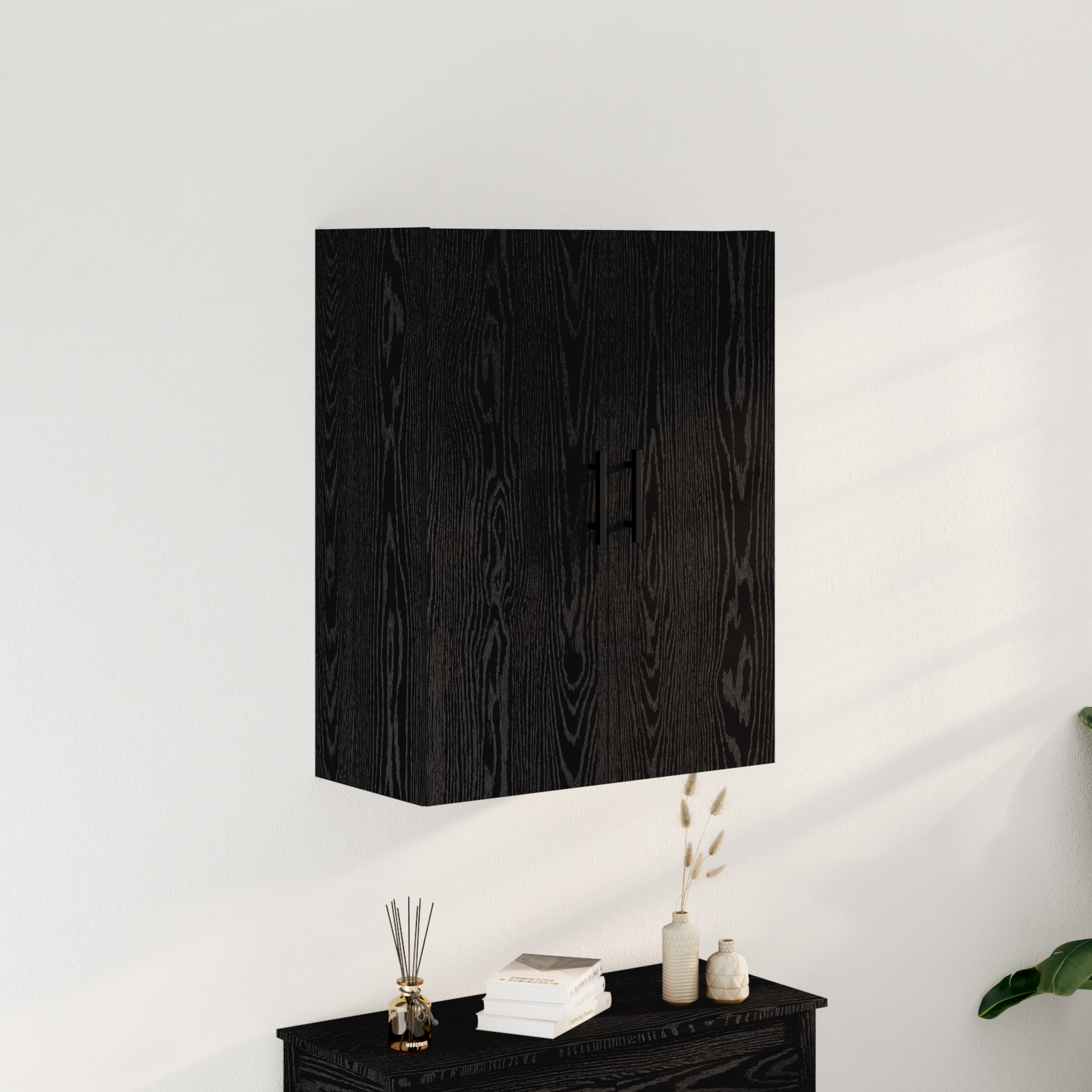 Wall Mounted Cabinet Black Oak 69,5x34x90 cm Engineered Wood
