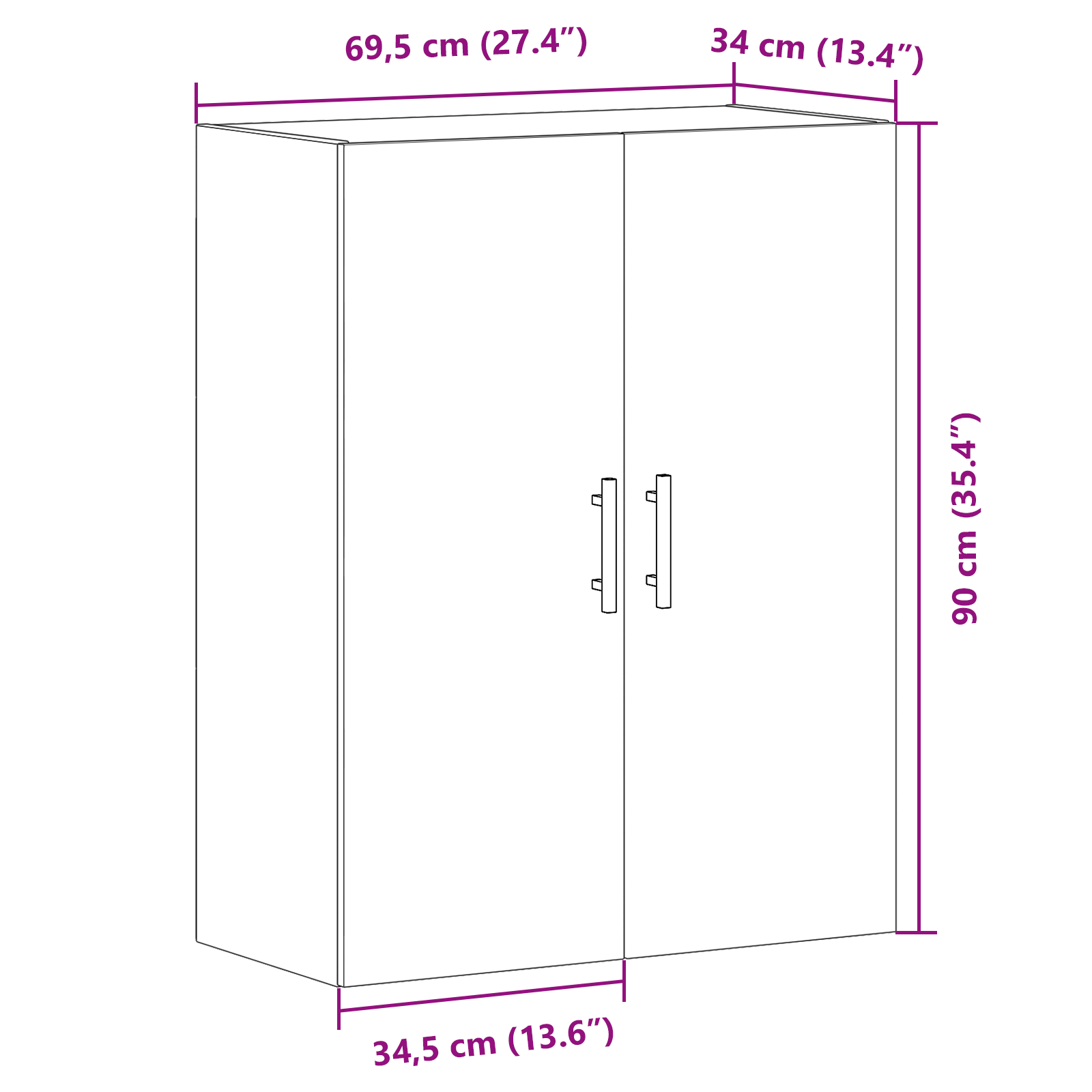 Wall Mounted Cabinet Black Oak 69,5x34x90 cm Engineered Wood - Image 11