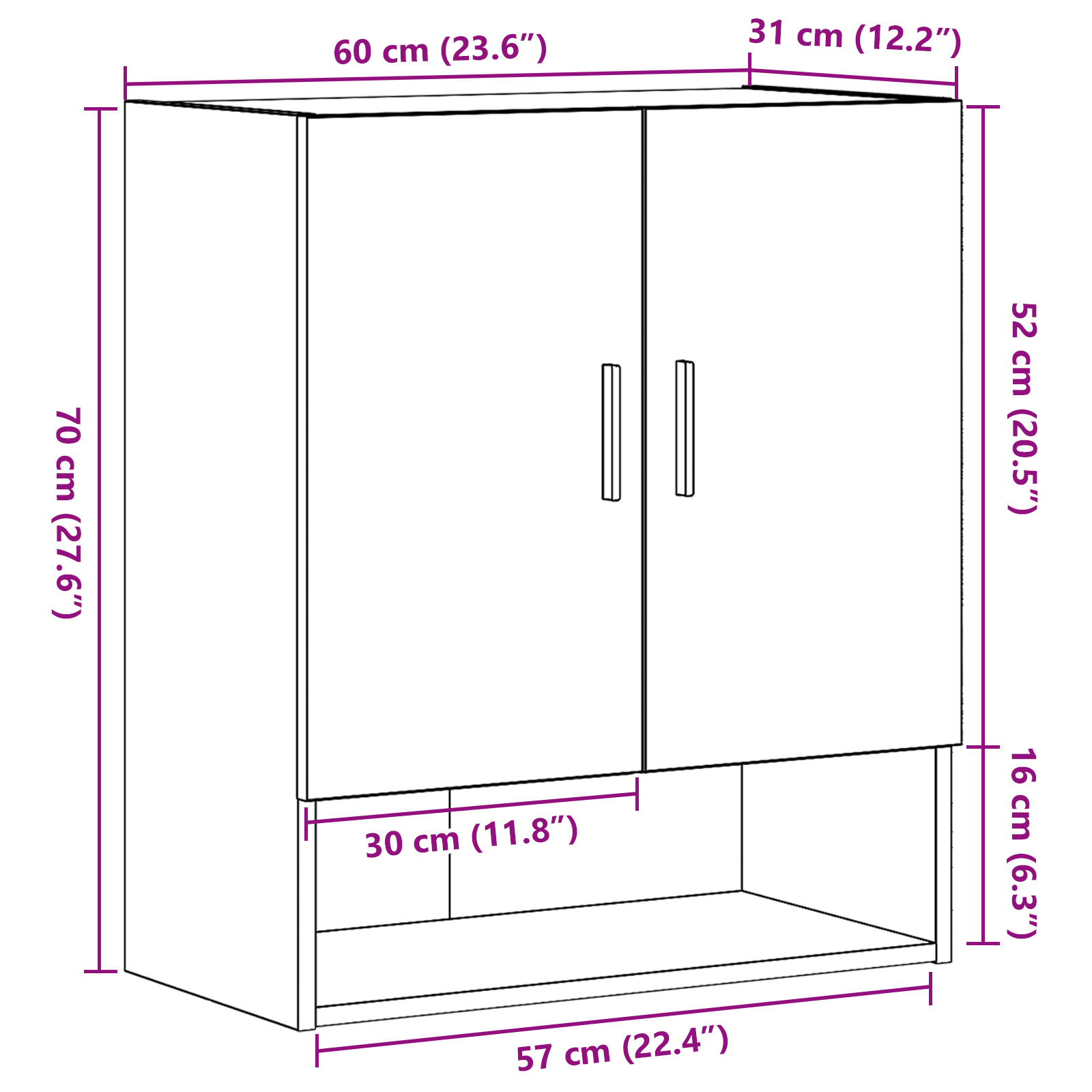 Wall Cabinet Black Oak 60x31x70 cm Engineered Wood - Image 9