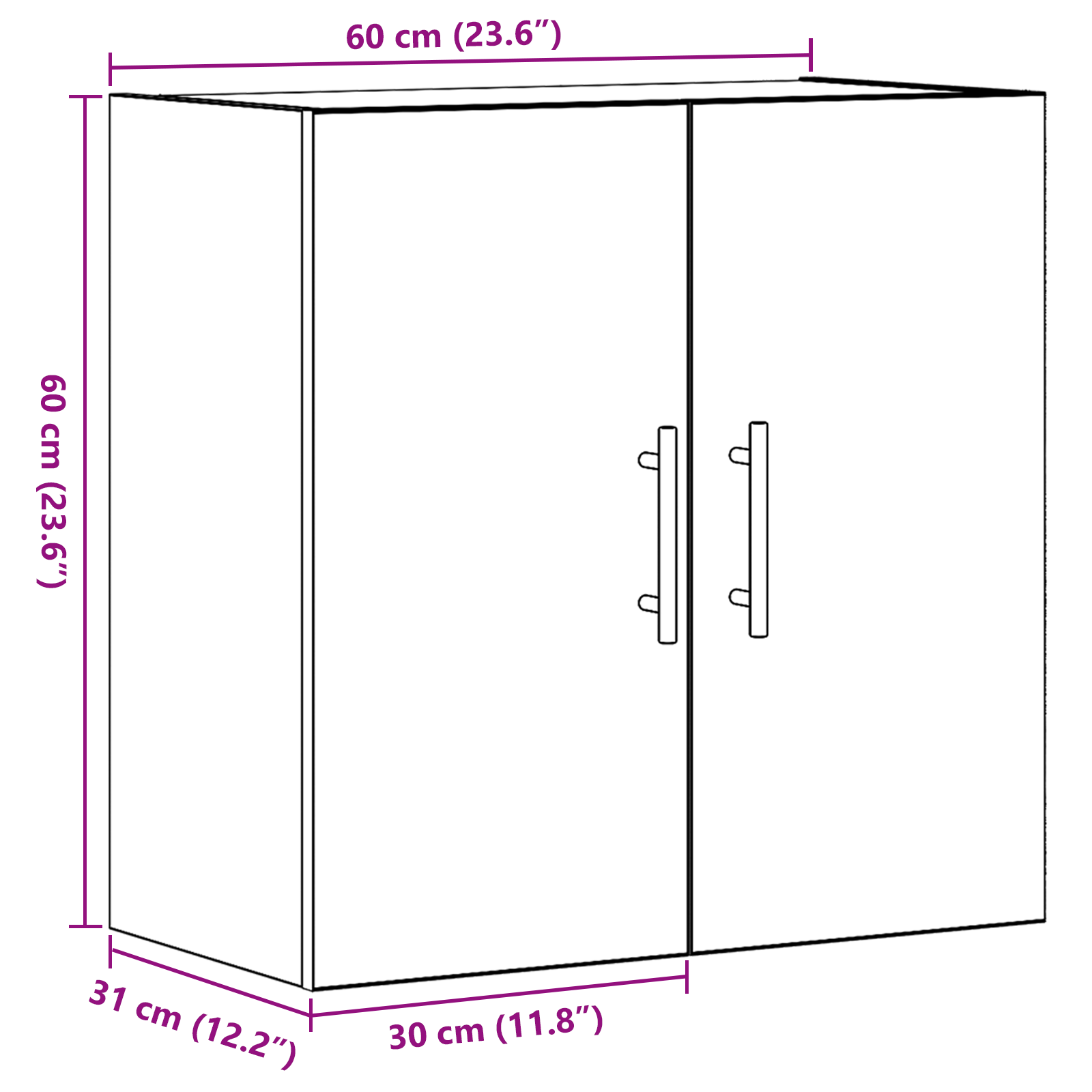 Wall Cabinet Black Oak 60x31x70 cm Engineered Wood - Image 8