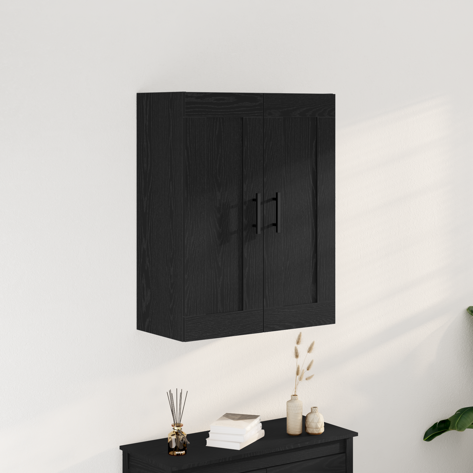 Wall Mounted Cabinet Black Oak 69,5x34x90 cm Engineered Wood