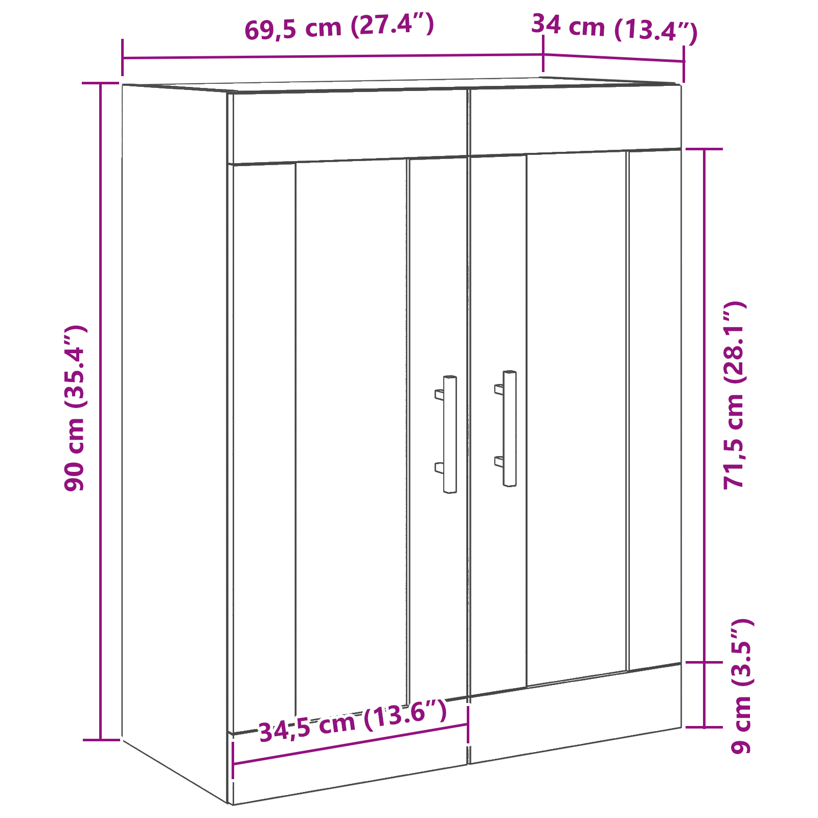 Wall Mounted Cabinet Black Oak 69,5x34x90 cm Engineered Wood - Image 11