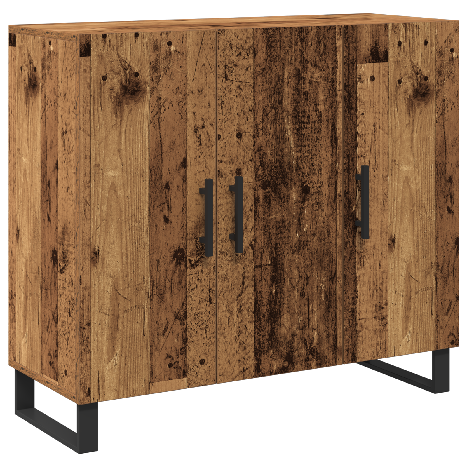 Sideboard with 3 Doors Old Wood 90x34x80 cm Engineered Wood - Image 2