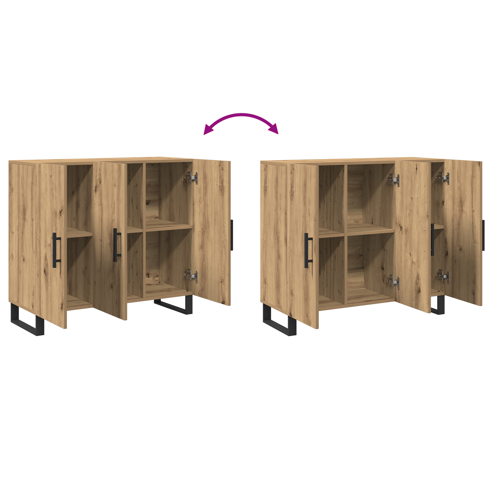 Sideboard with 3 Doors Artisan Oak 90x34x80 cm Engineered Wood - Image 11