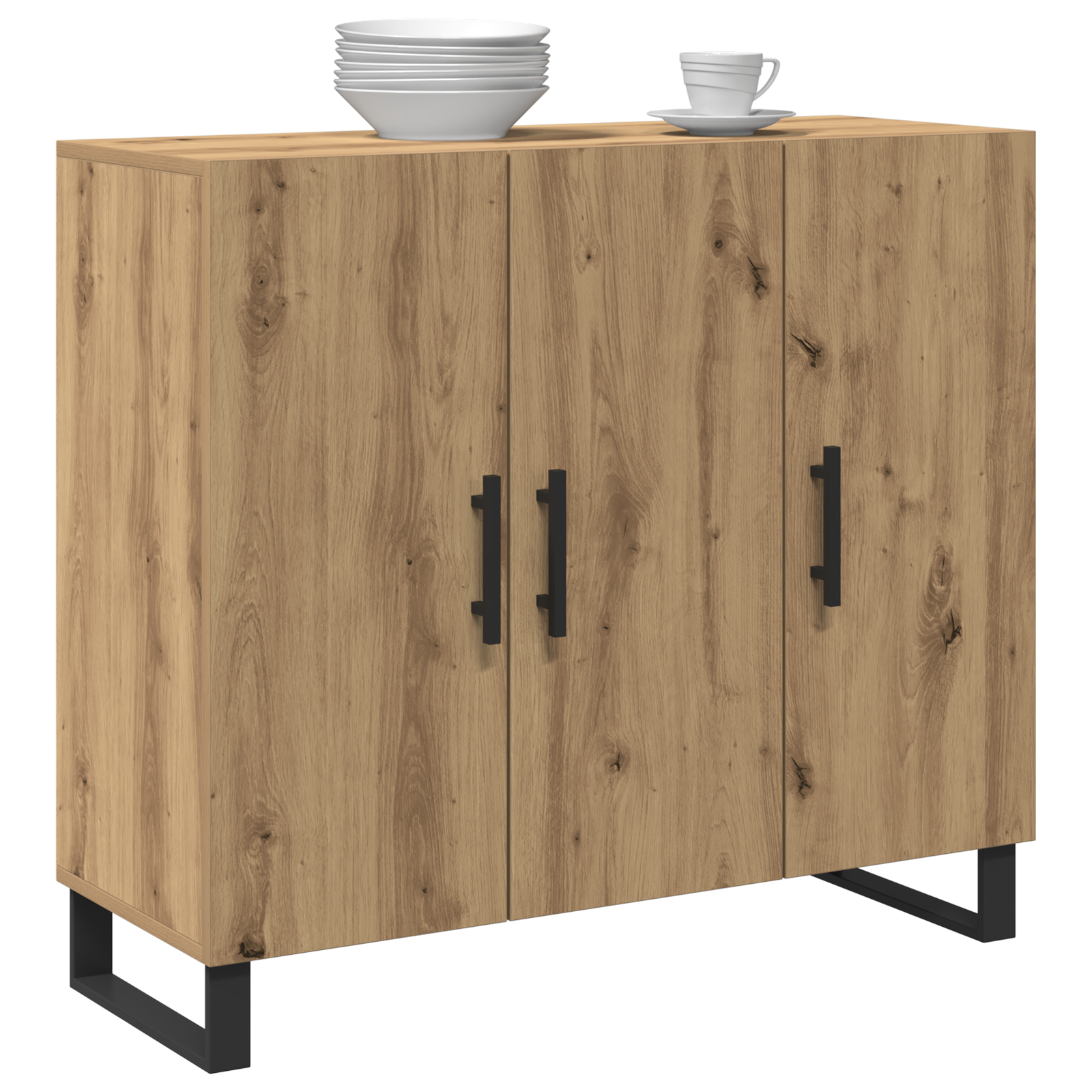 Sideboard with 3 Doors Artisan Oak 90x34x80 cm Engineered Wood - Image 3