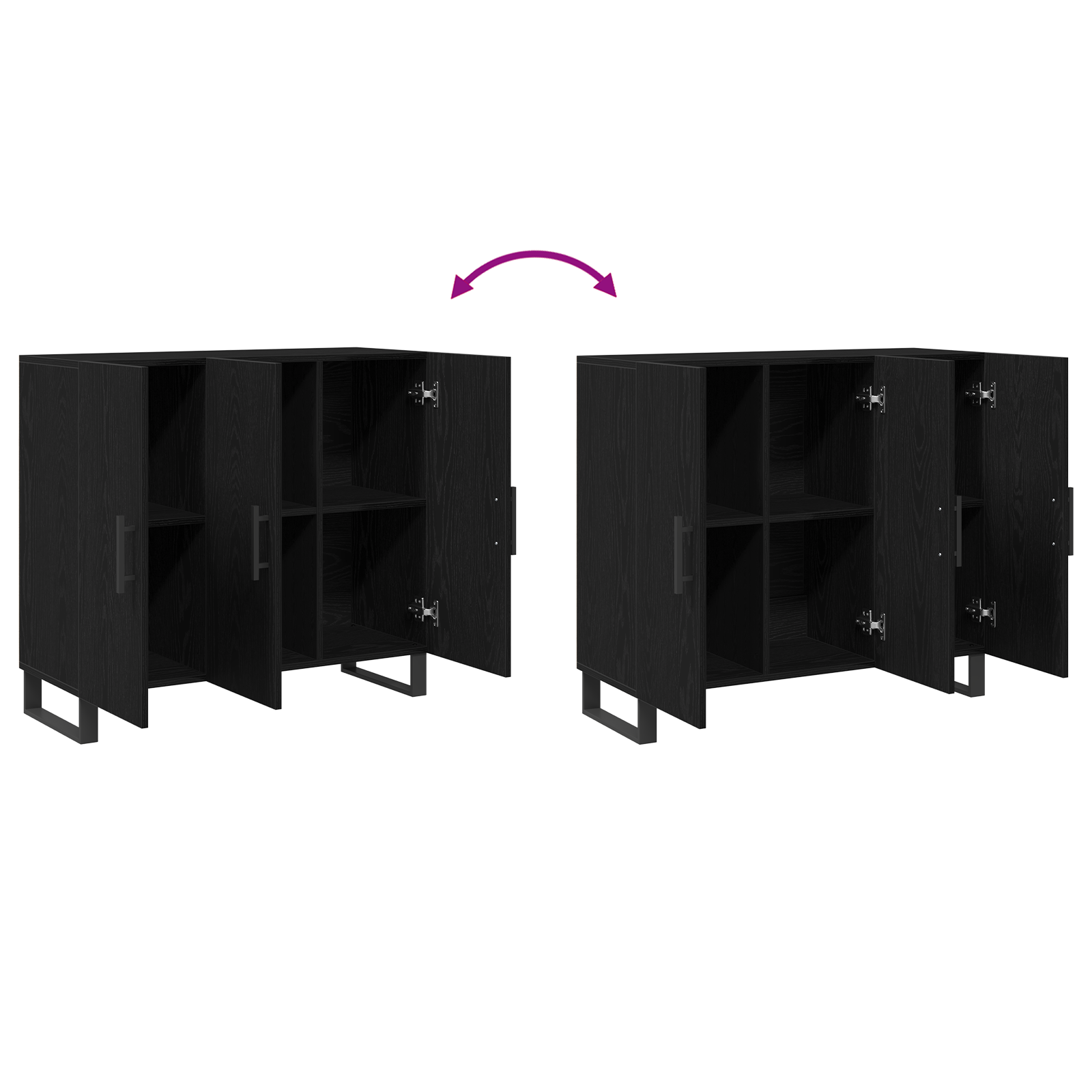 Sideboard with 3 Doors Black Oak 90x34x80 cm Engineered Wood - Image 11