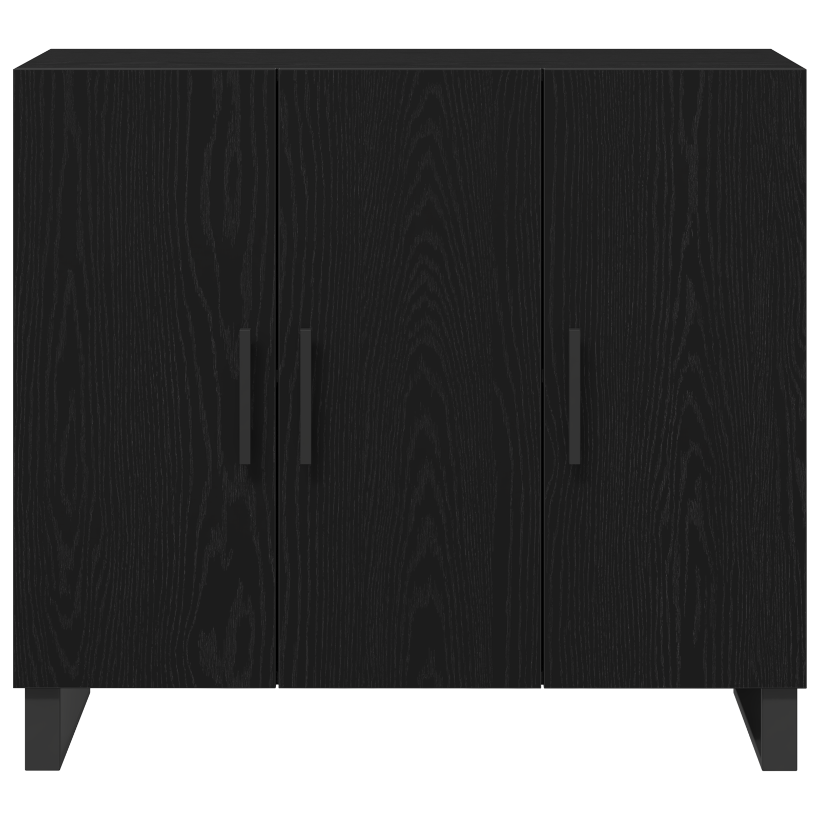 Sideboard with 3 Doors Black Oak 90x34x80 cm Engineered Wood - Image 6
