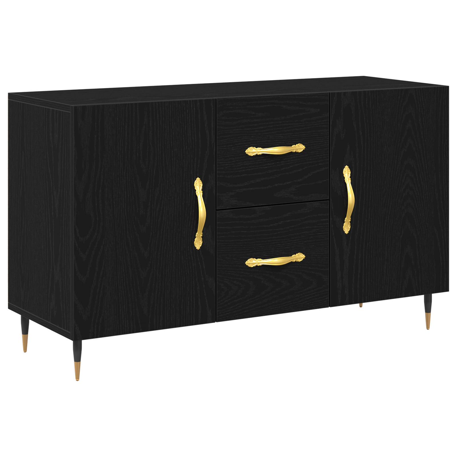 Sideboard Black Oak 100x36x60 cm Engineered Wood - Image 2