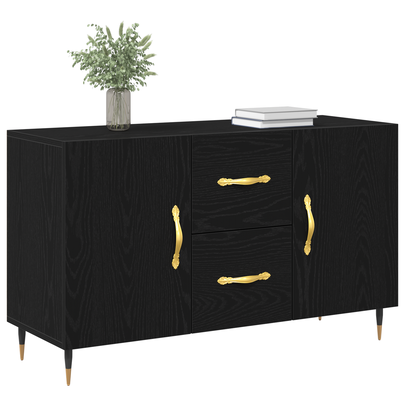 Sideboard Black Oak 100x36x60 cm Engineered Wood - Image 3