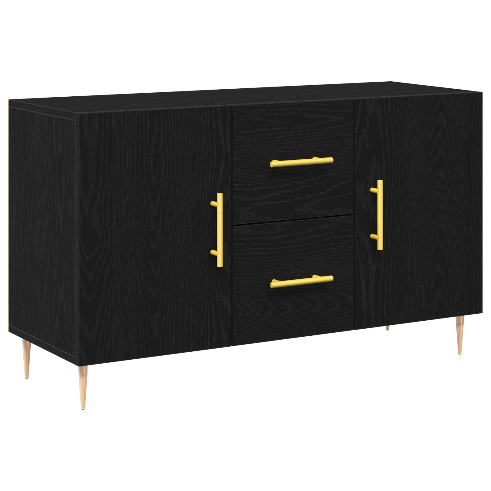 Sideboard Black Oak 100x36x60 cm Engineered Wood - Image 2