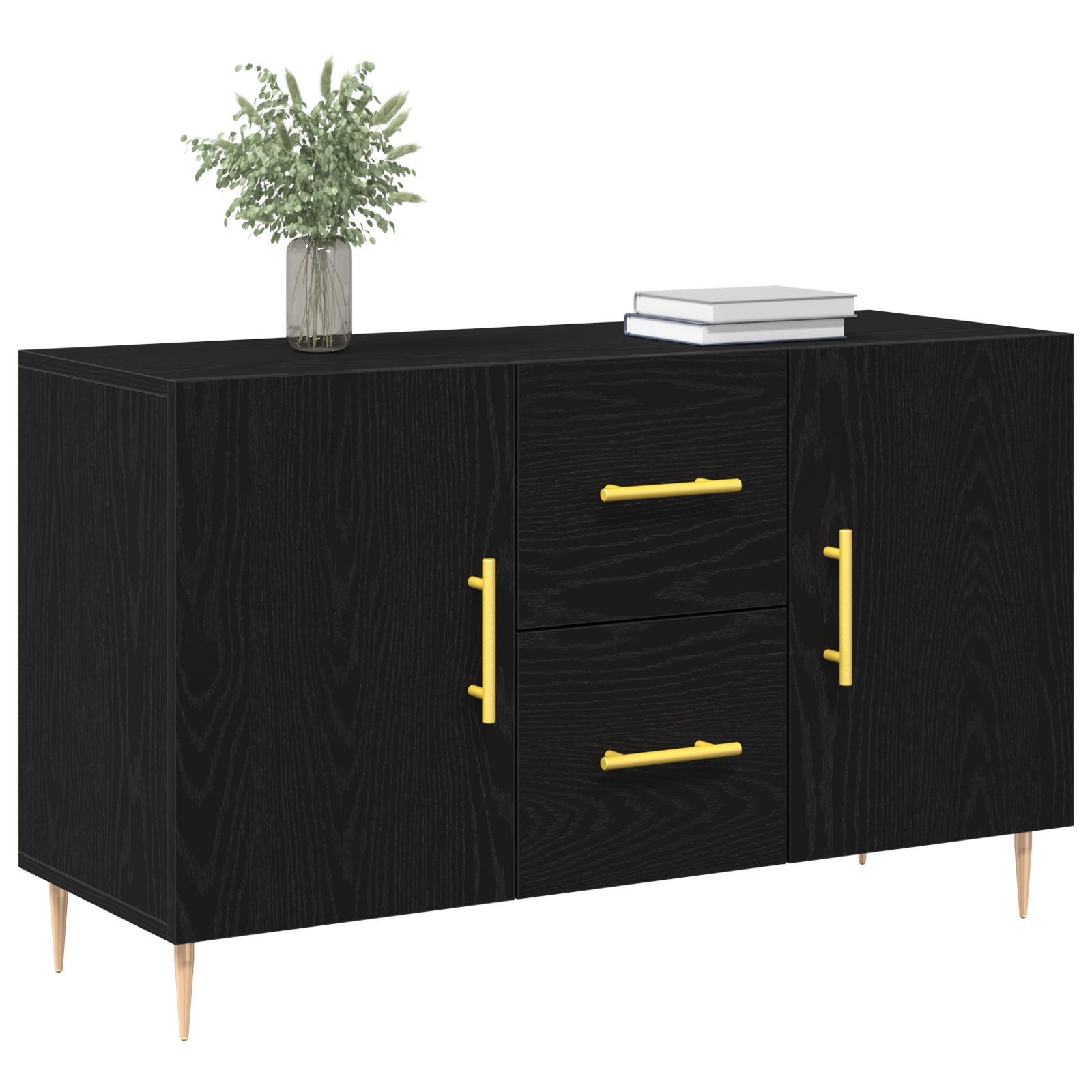 Sideboard Black Oak 100x36x60 cm Engineered Wood - Image 3