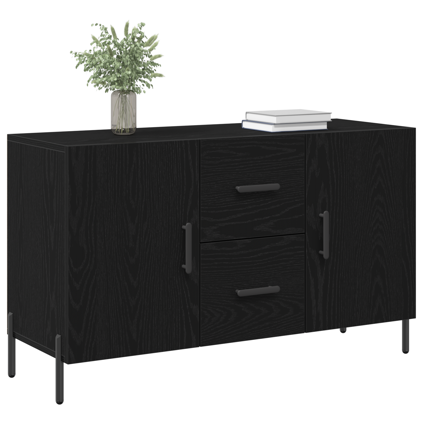 Sideboard Black Oak 100x36x60 cm Engineered Wood - Image 3