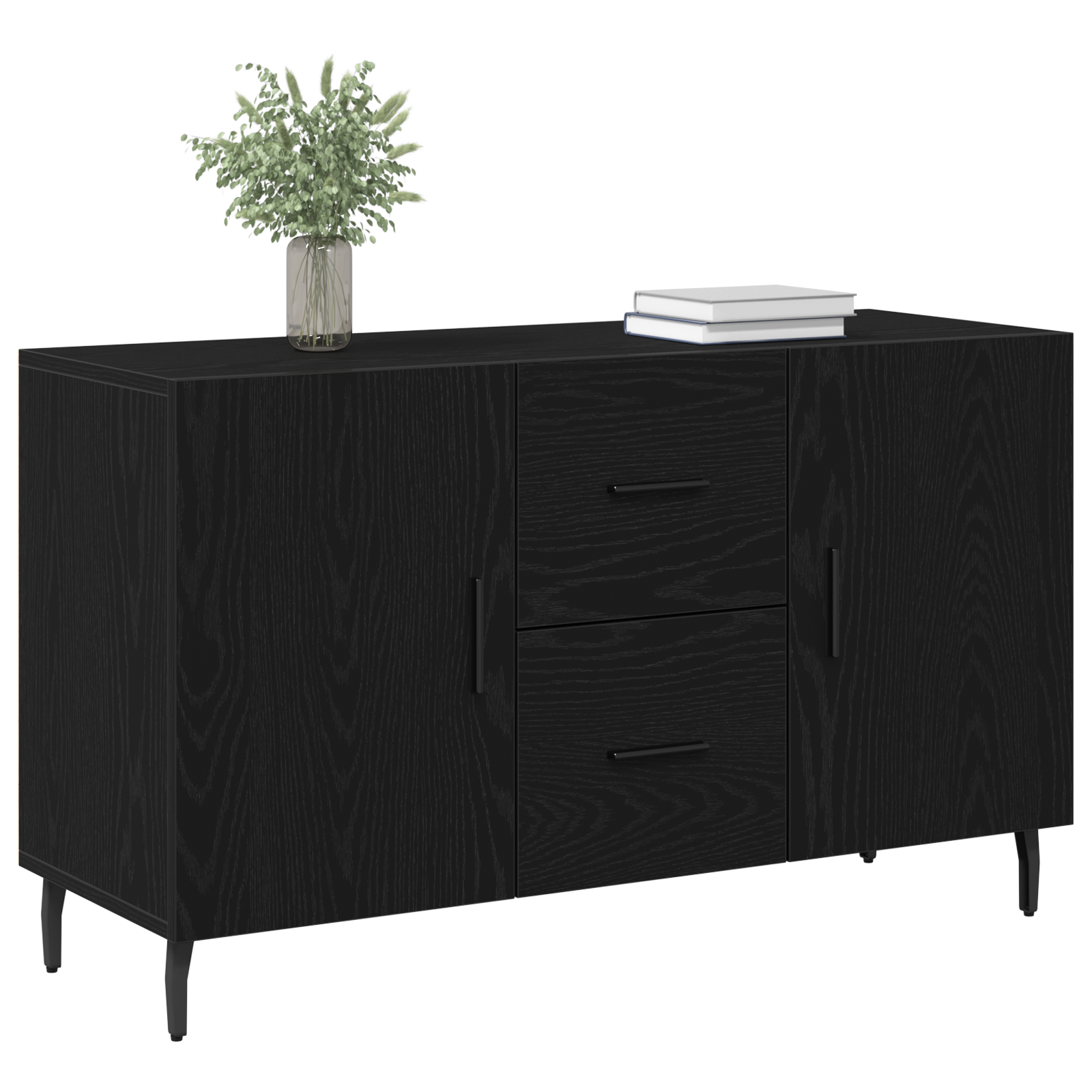 Black Oak Sideboard 100x36x60 cm Made from Engineered Wood - Image 3