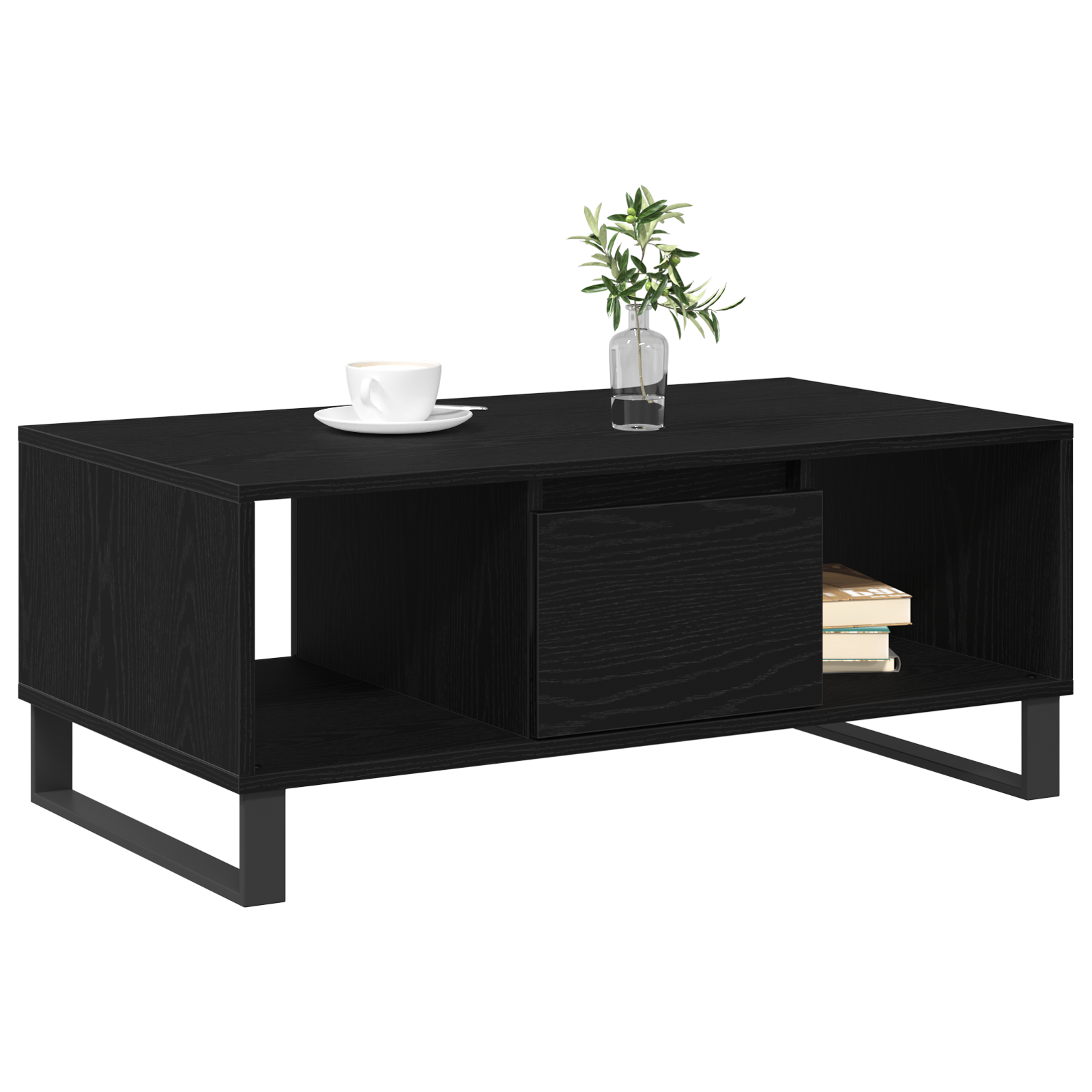 Coffee Table Black Oak 90x50x36,5 cm Engineered Wood - Image 3