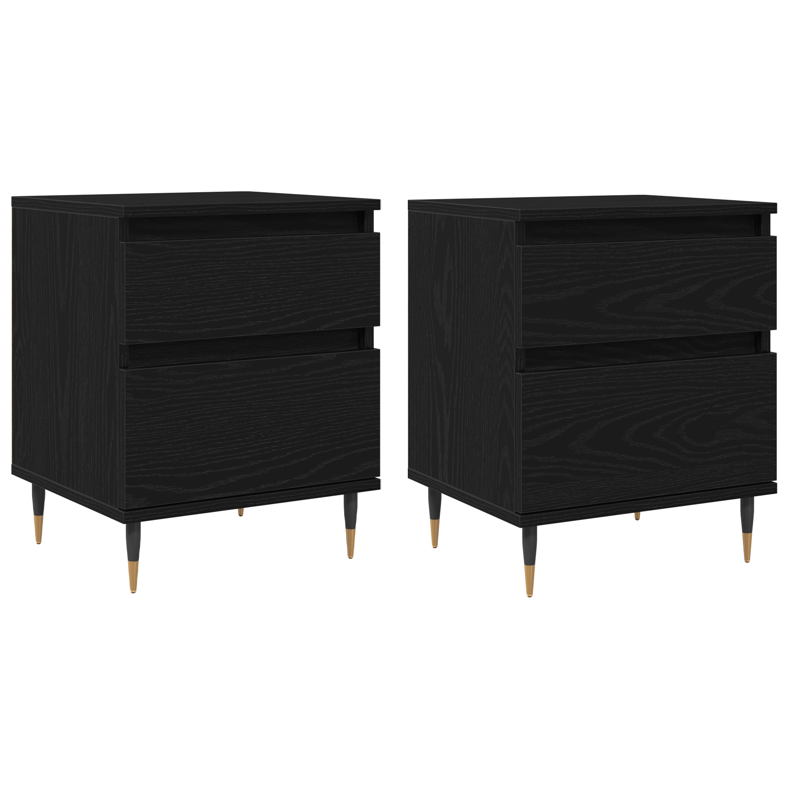 Bedside Cabinets 2pcs Black Oak 40x35x50 cm Engineered Wood - Image 2