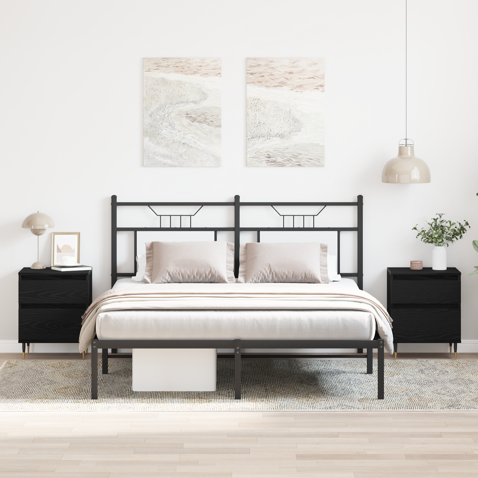 Bedside Cabinets 2pcs Black Oak 40x35x50 cm Engineered Wood