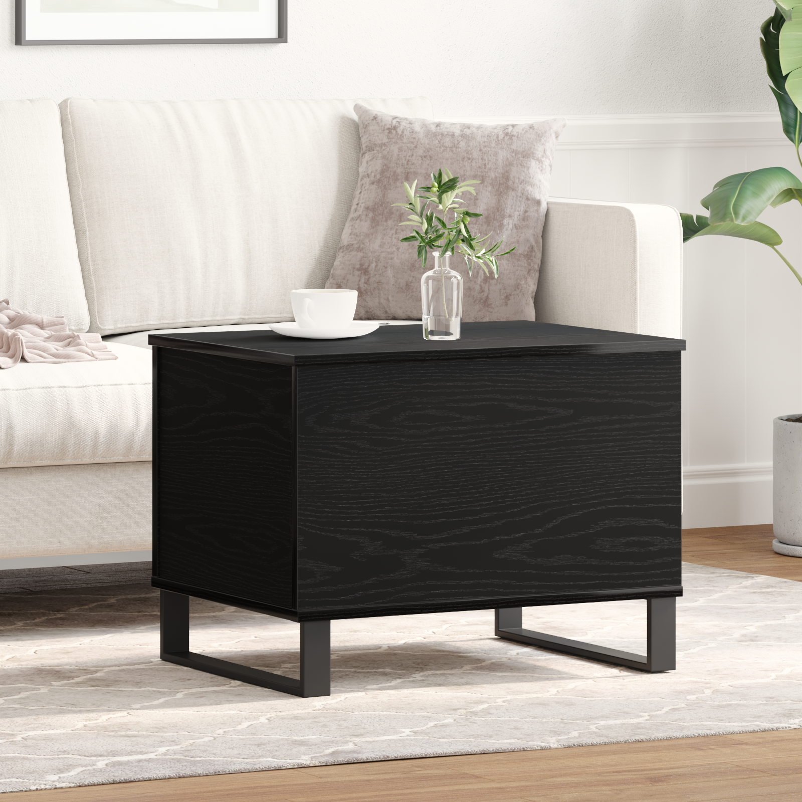 Coffee Table Lift Top Black Oak 60x44,5x45 cm Engineered Wood
