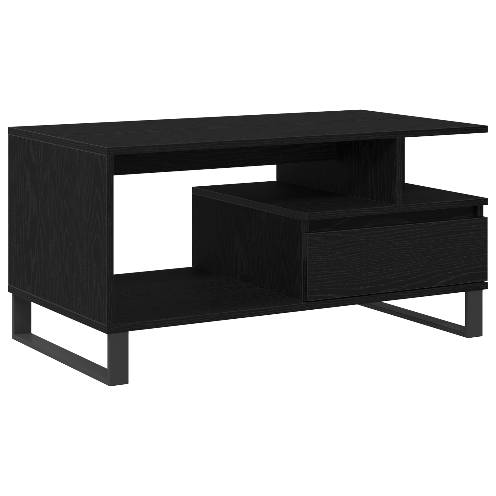 Coffee Table Black Oak 90x49x45 cm Engineered Wood - Image 2