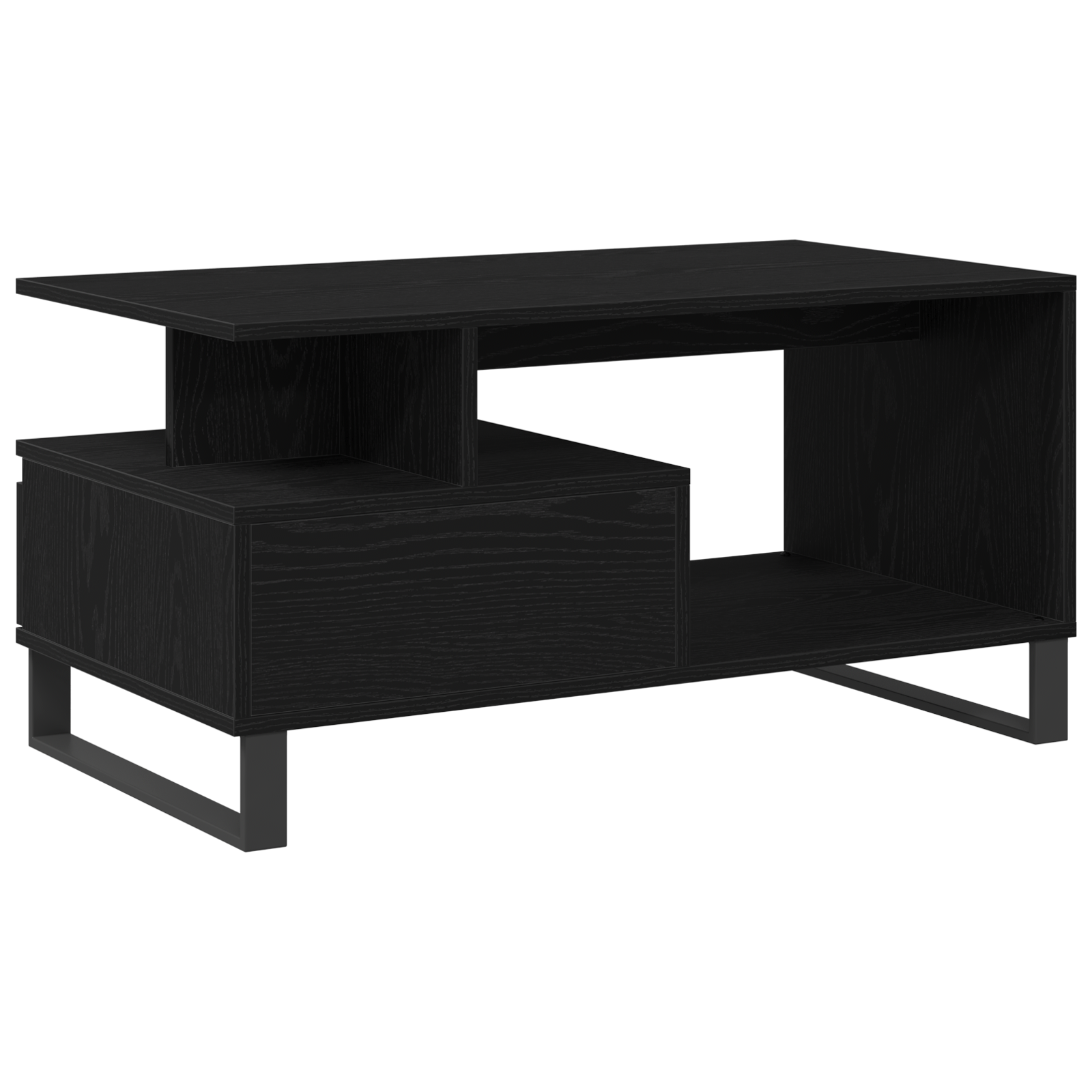 Coffee Table Black Oak 90x49x45 cm Engineered Wood - Image 8