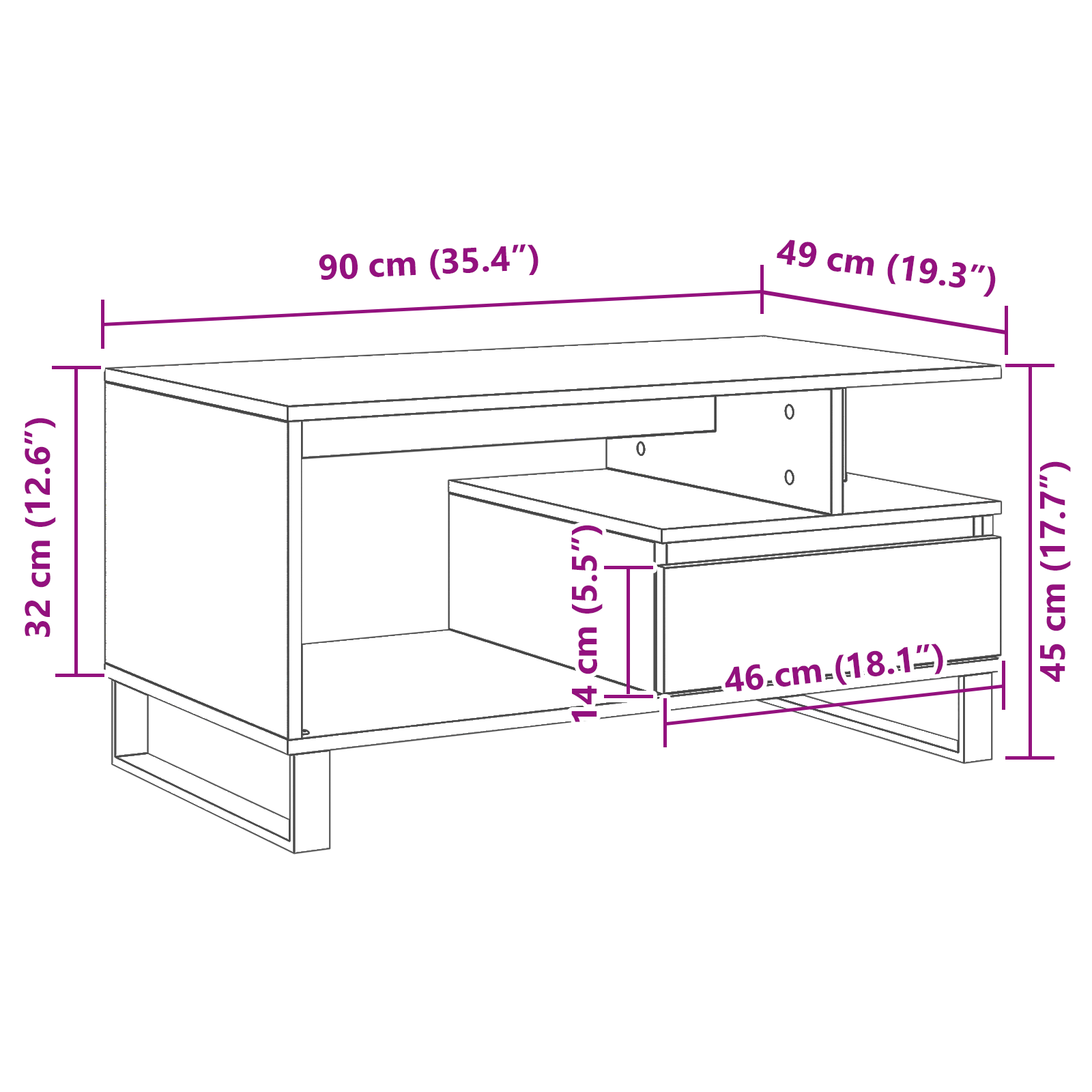 Coffee Table Black Oak 90x49x45 cm Engineered Wood - Image 11